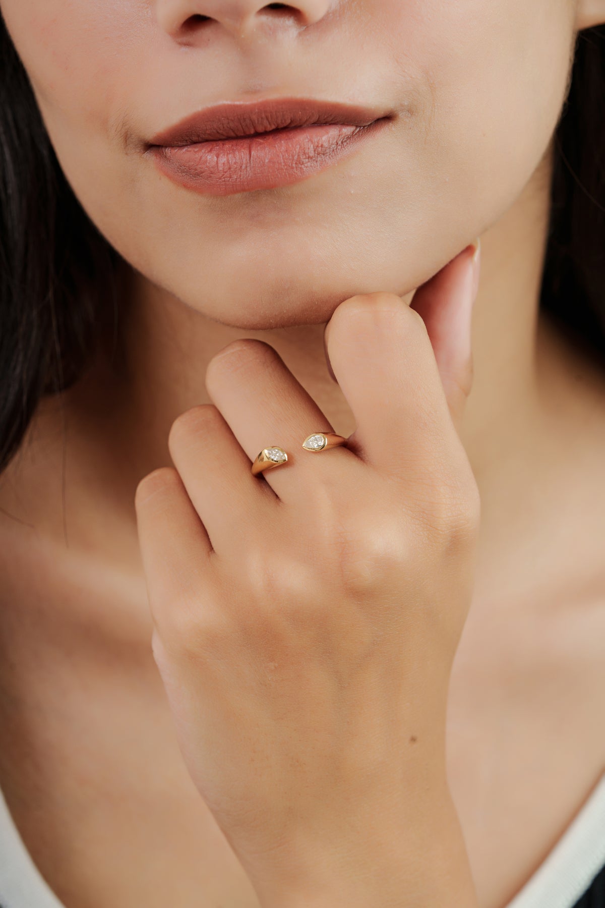 Pear Diamond Open Ring