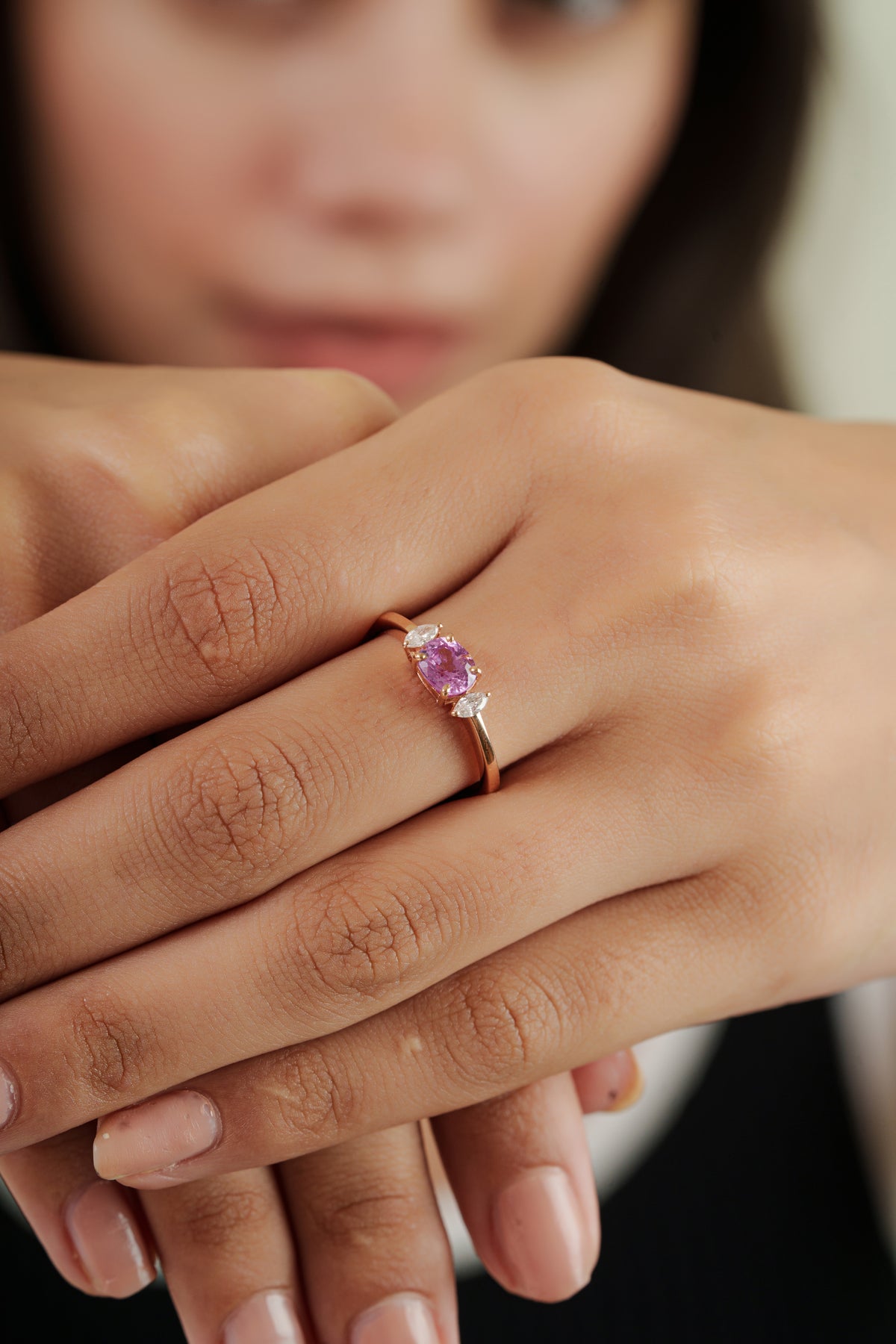 Pink Sapphire & Diamond Ring