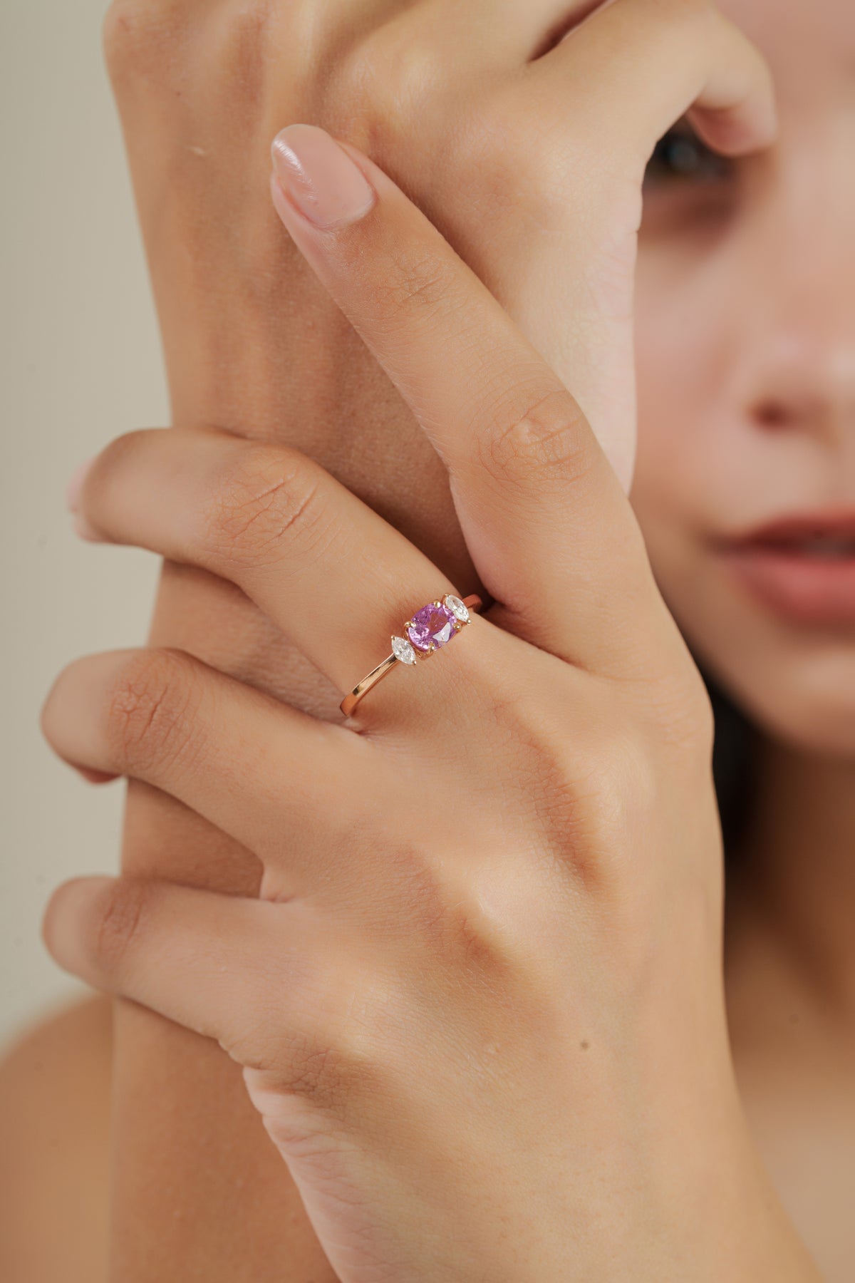 Pink Sapphire & Diamond Ring