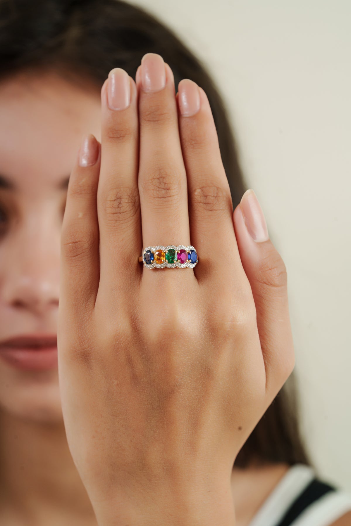 Multi Gemstone Diamond Ring