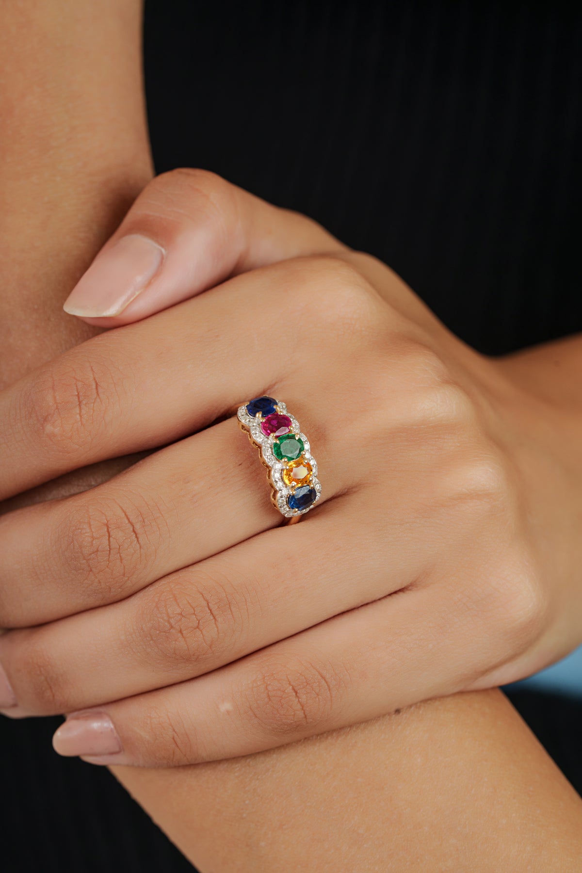 Multi Gemstone Diamond Ring