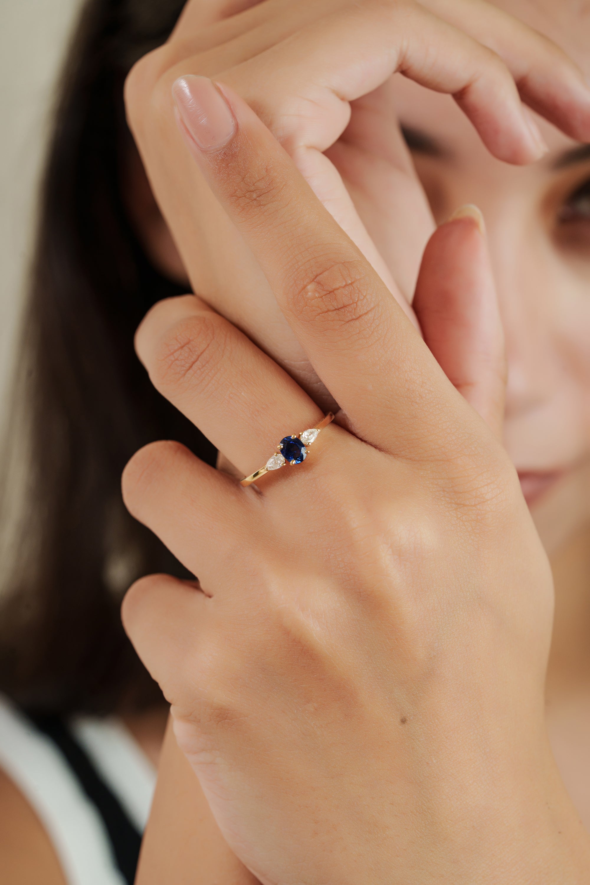 Natural Blue Sapphire Diamond Ring