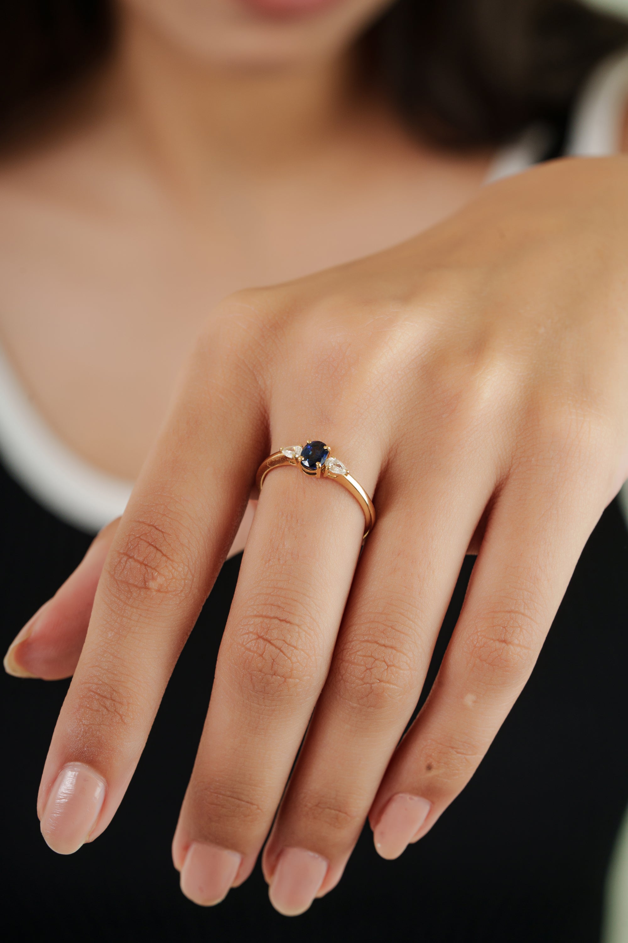 Natural Blue Sapphire Diamond Ring
