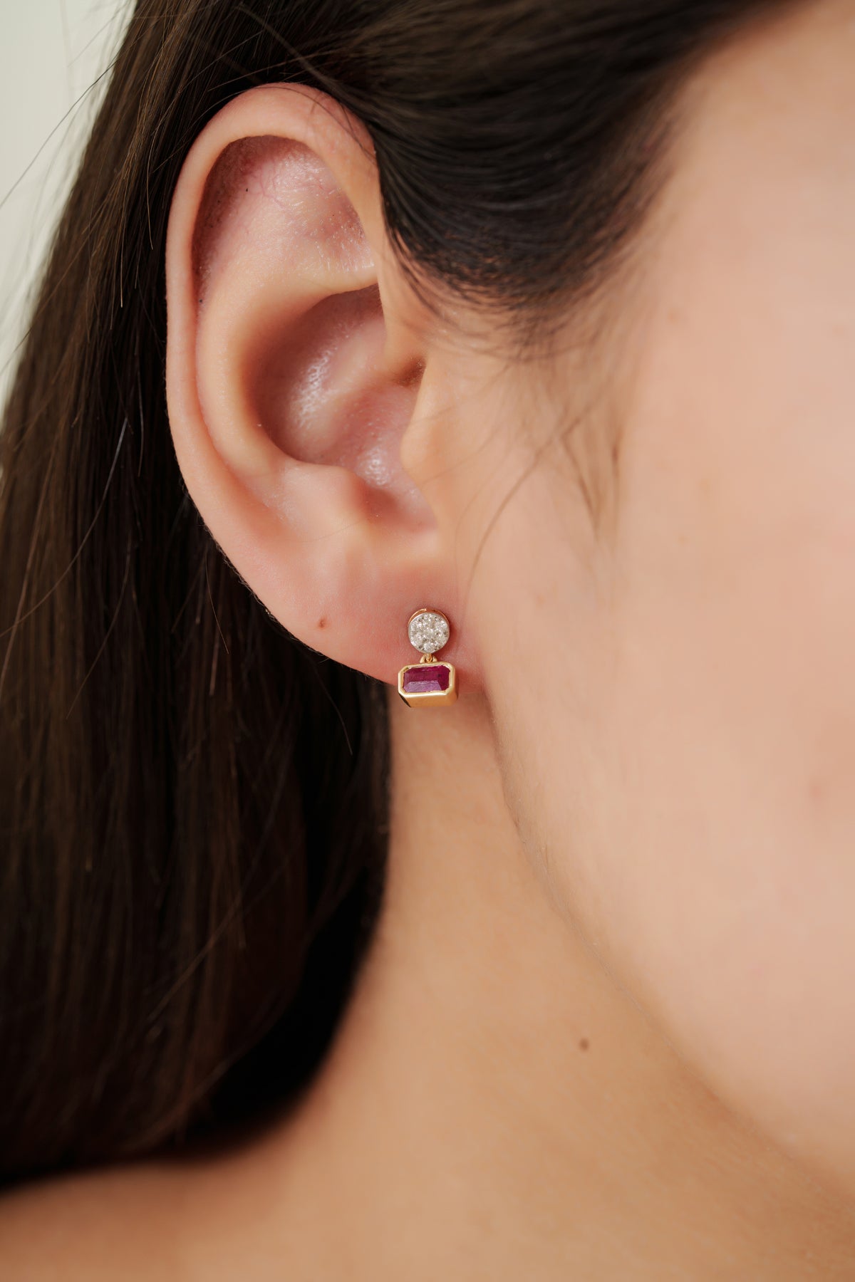 Ruby Diamond Drop Earrings
