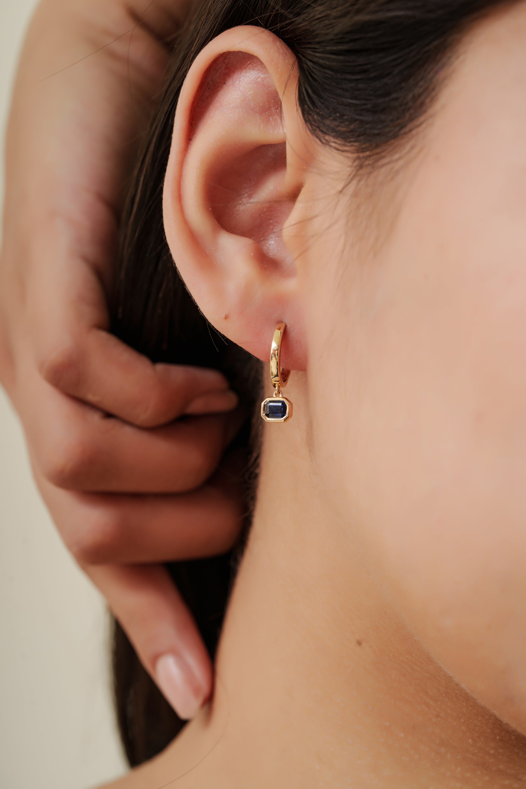 Blue Sapphire Hoop Earrings