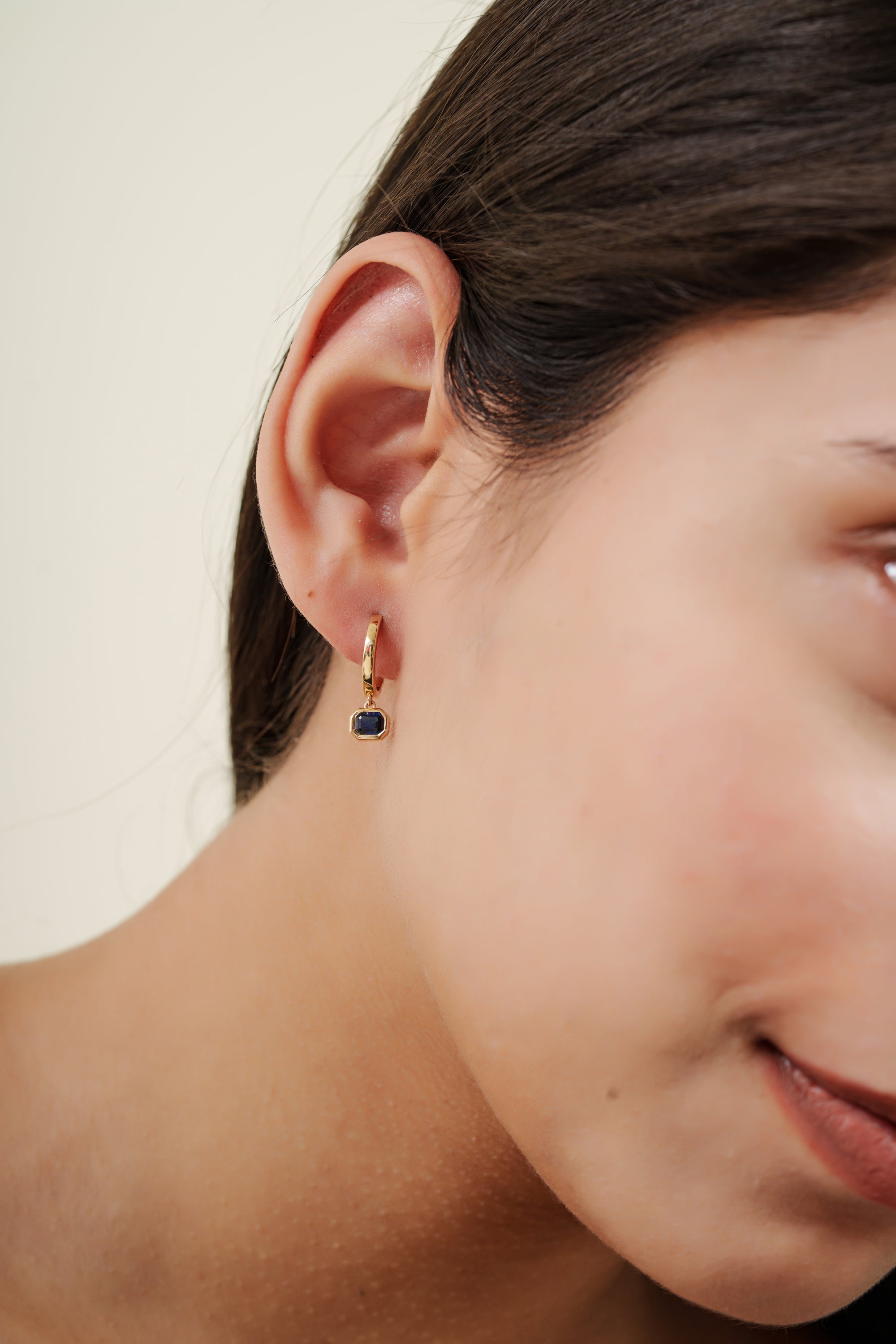 Blue Sapphire Hoop Earrings