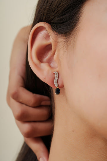 Blue Sapphire Drop Diamond Earrings