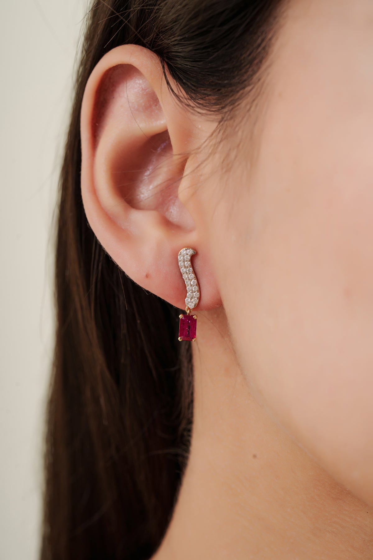 Ruby Drop Diamond Earrings