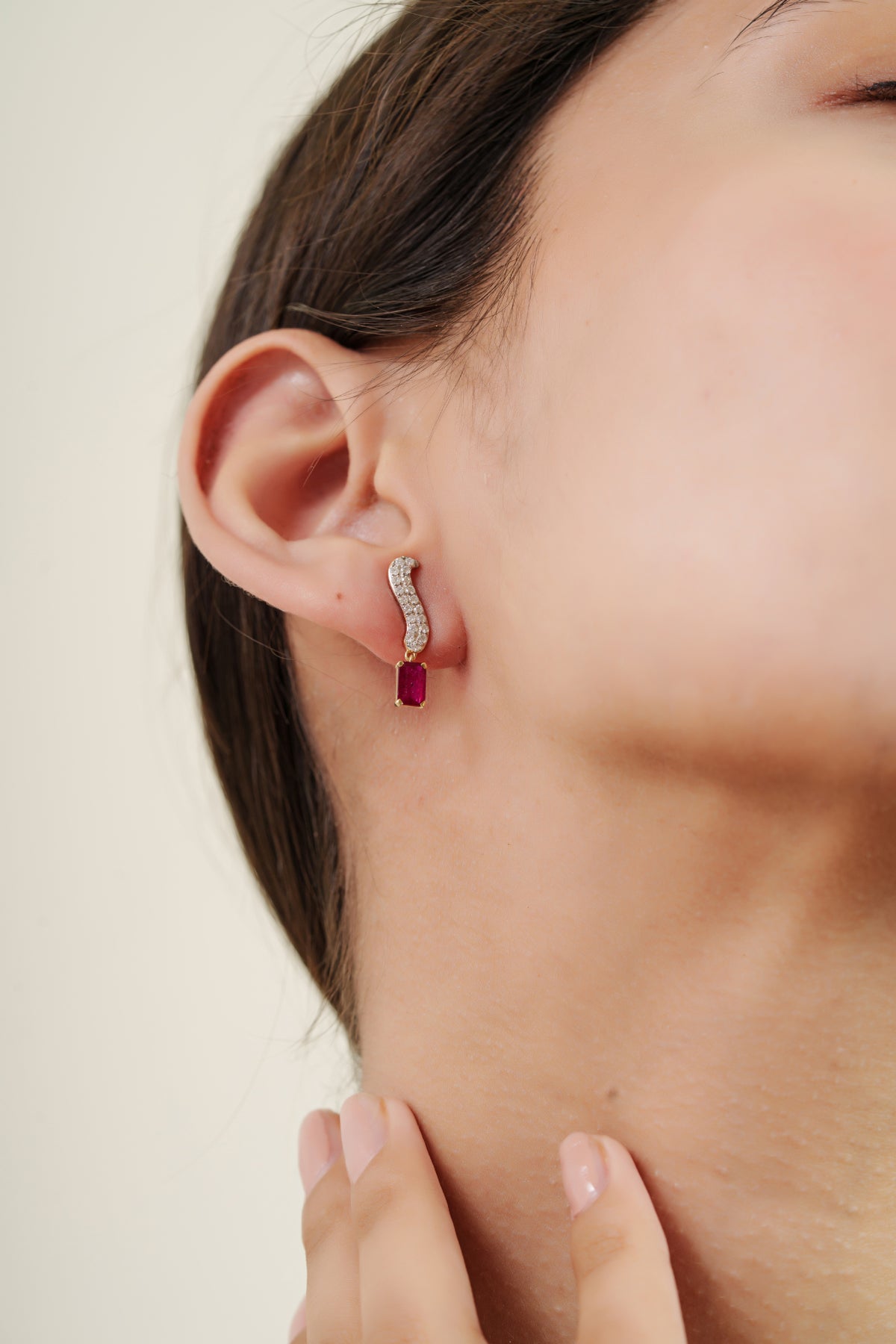Ruby Drop Diamond Earrings
