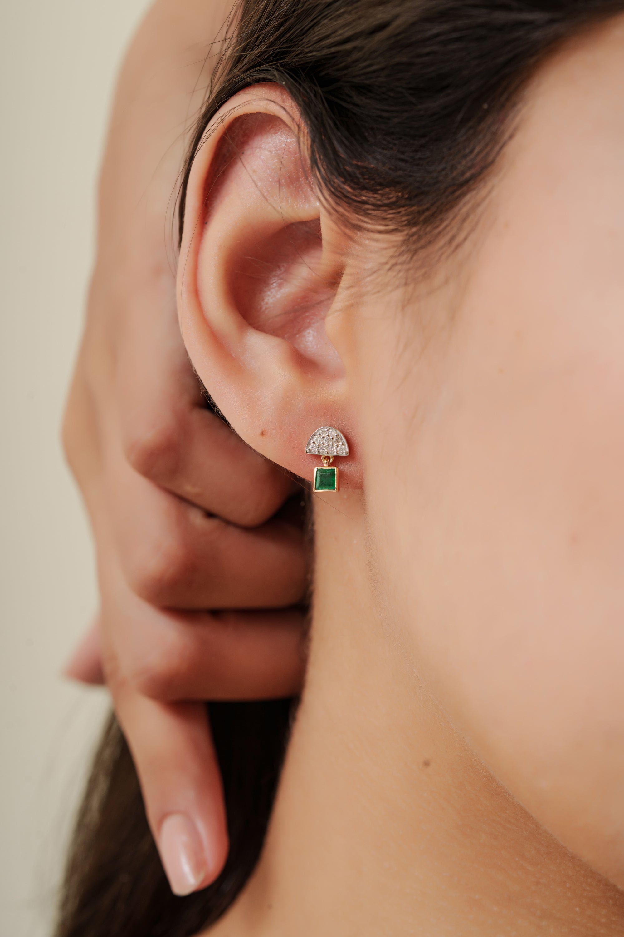 Emerald and Diamond Drop Earrings