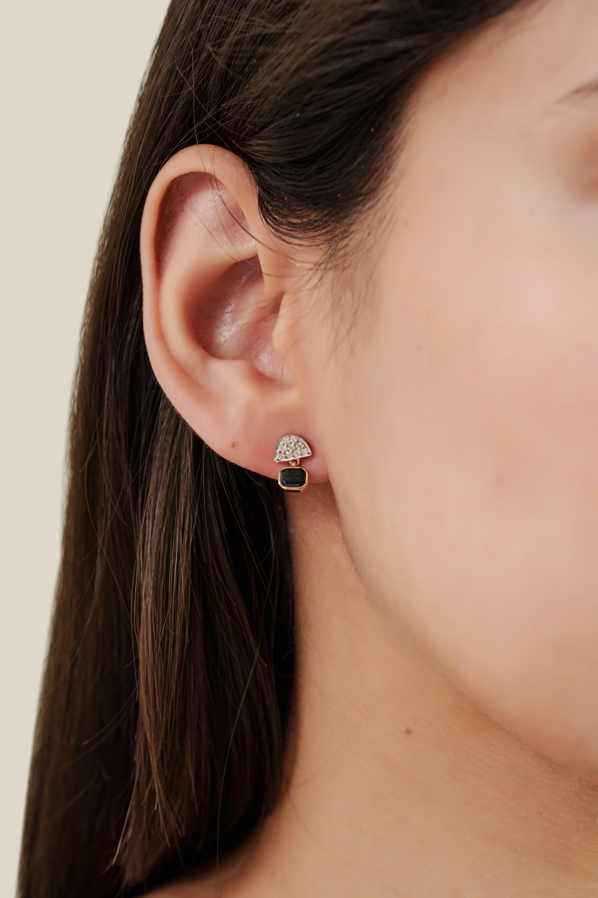 Blue Sapphire Diamond Drop Earring