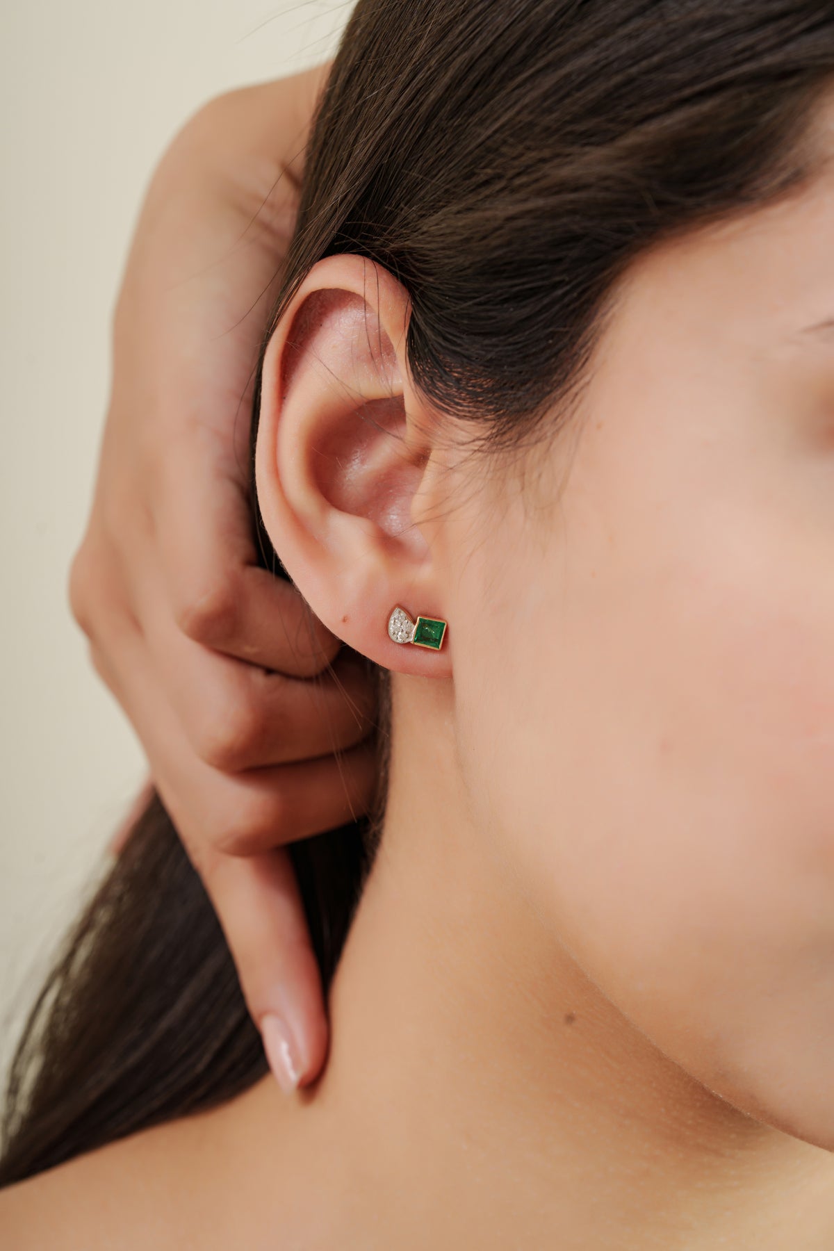 Emerald & Diamond Stud Earrings