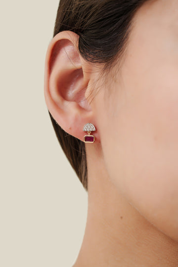 Ruby Diamond Drop Stud Earrings