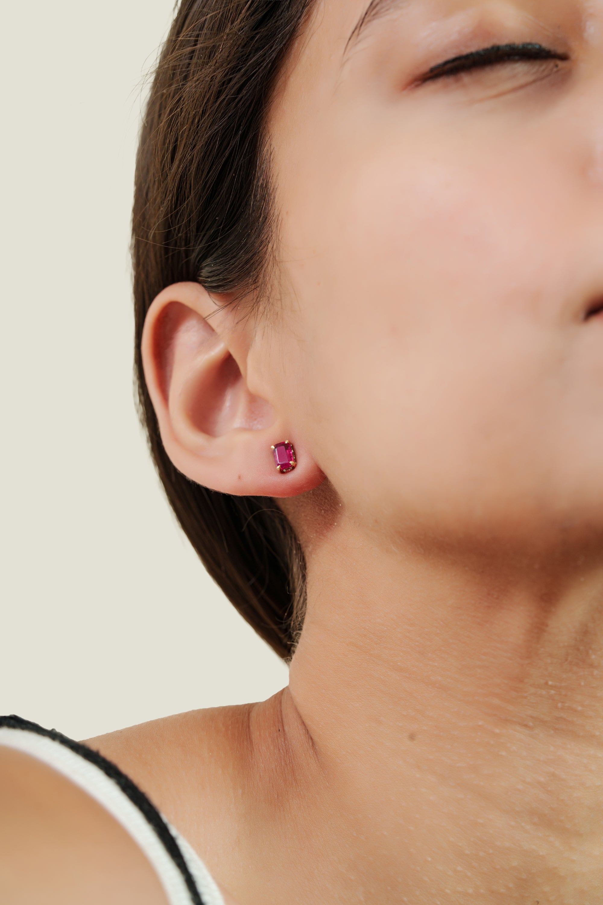 Ruby Diamond Stud Earrings