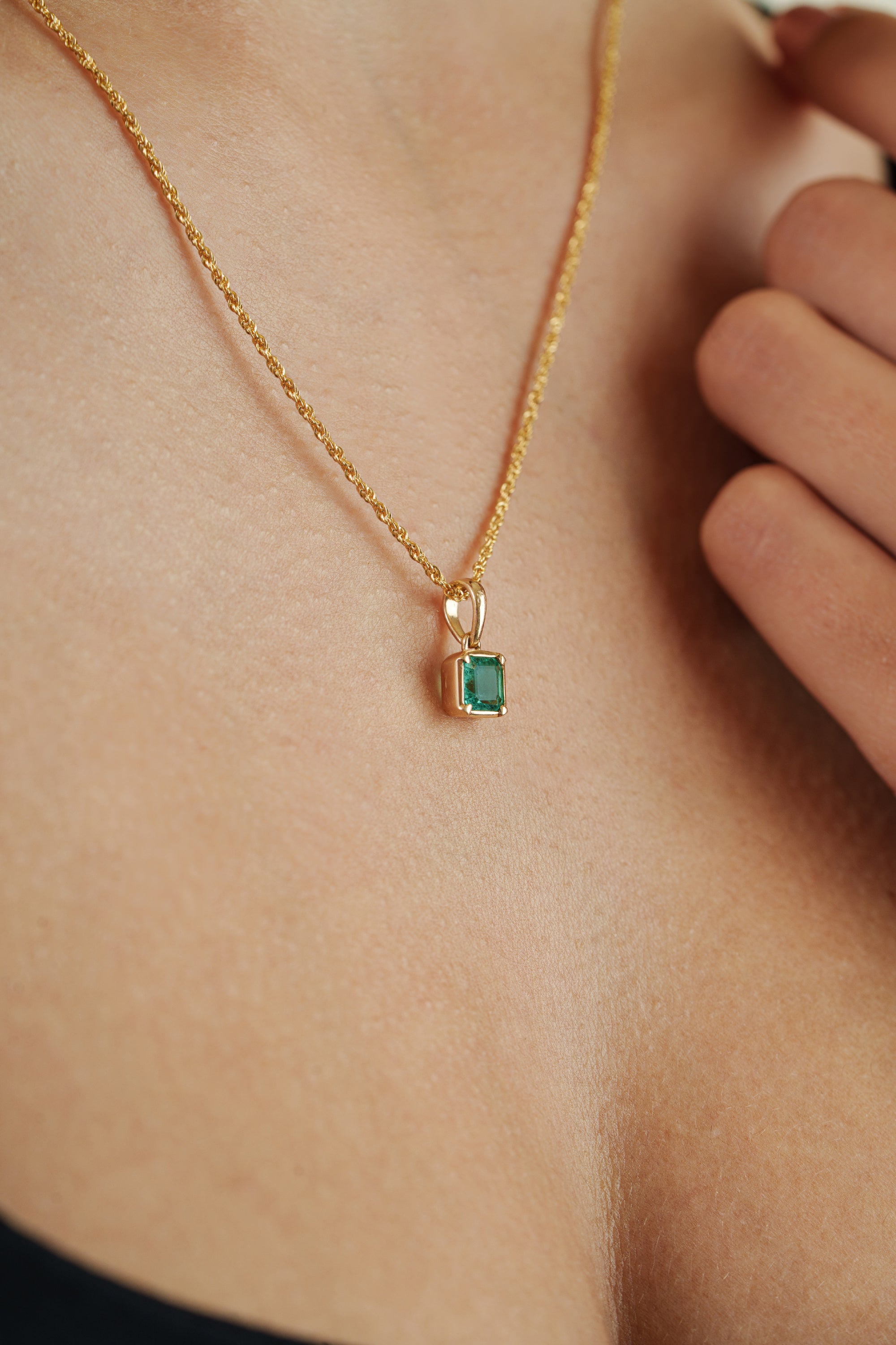 Emerald Pendant Necklace Charm