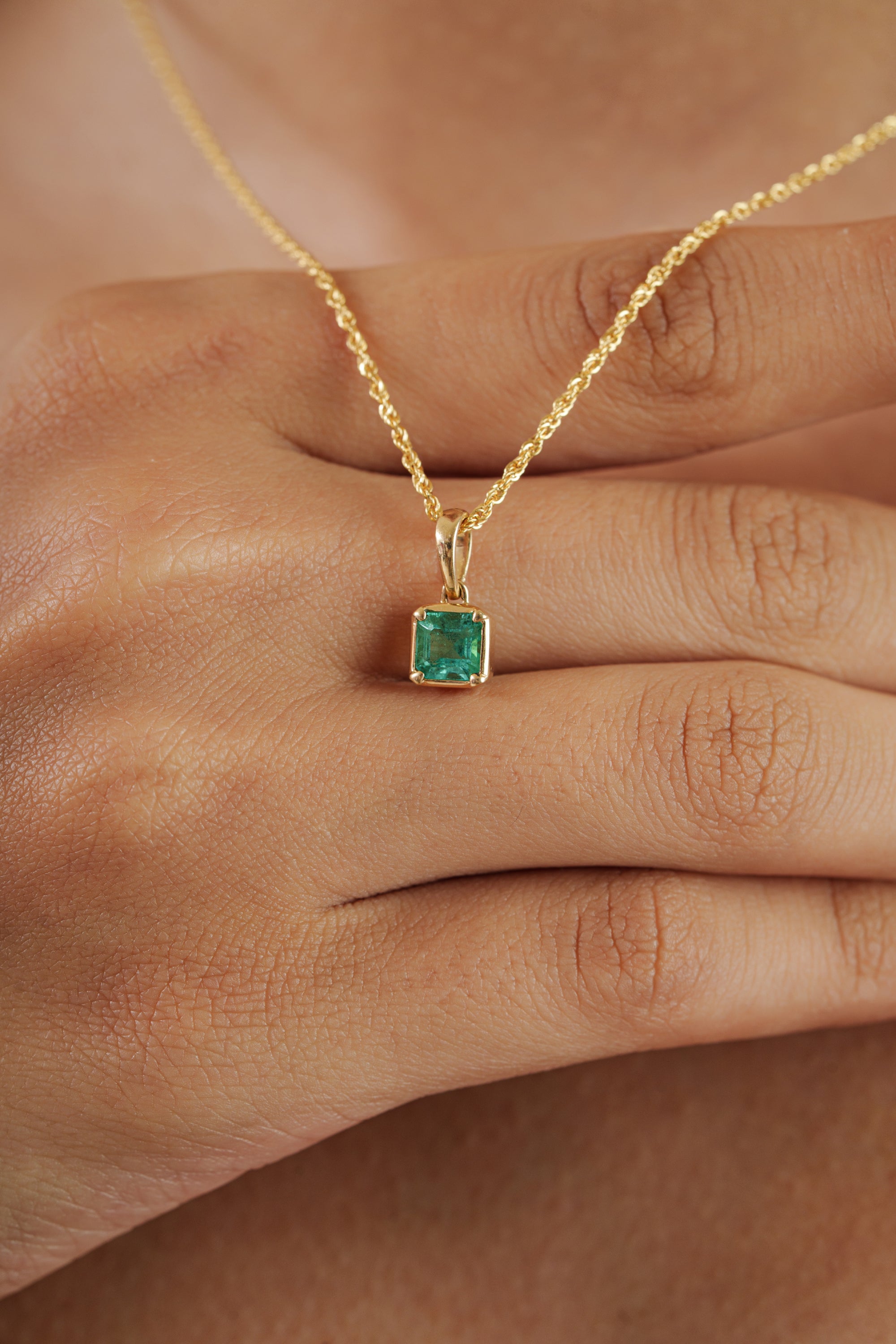 Emerald Pendant Necklace Charm