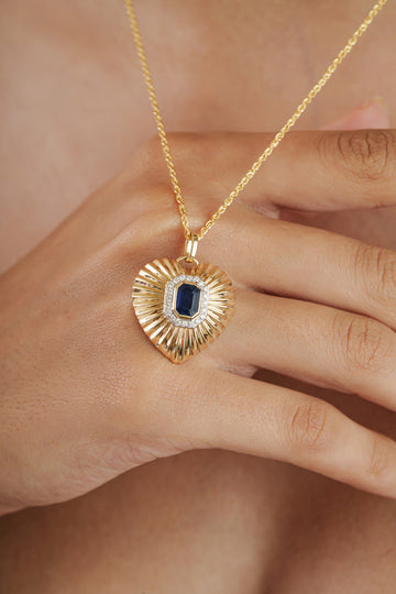 Sapphire Diamond Heart Pendant
