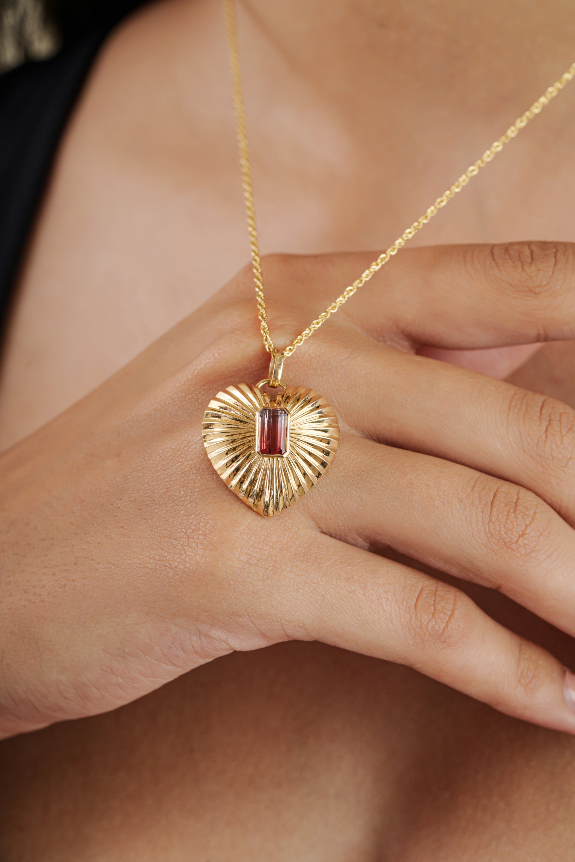 Watermelon Tourmaline Heart Pendant