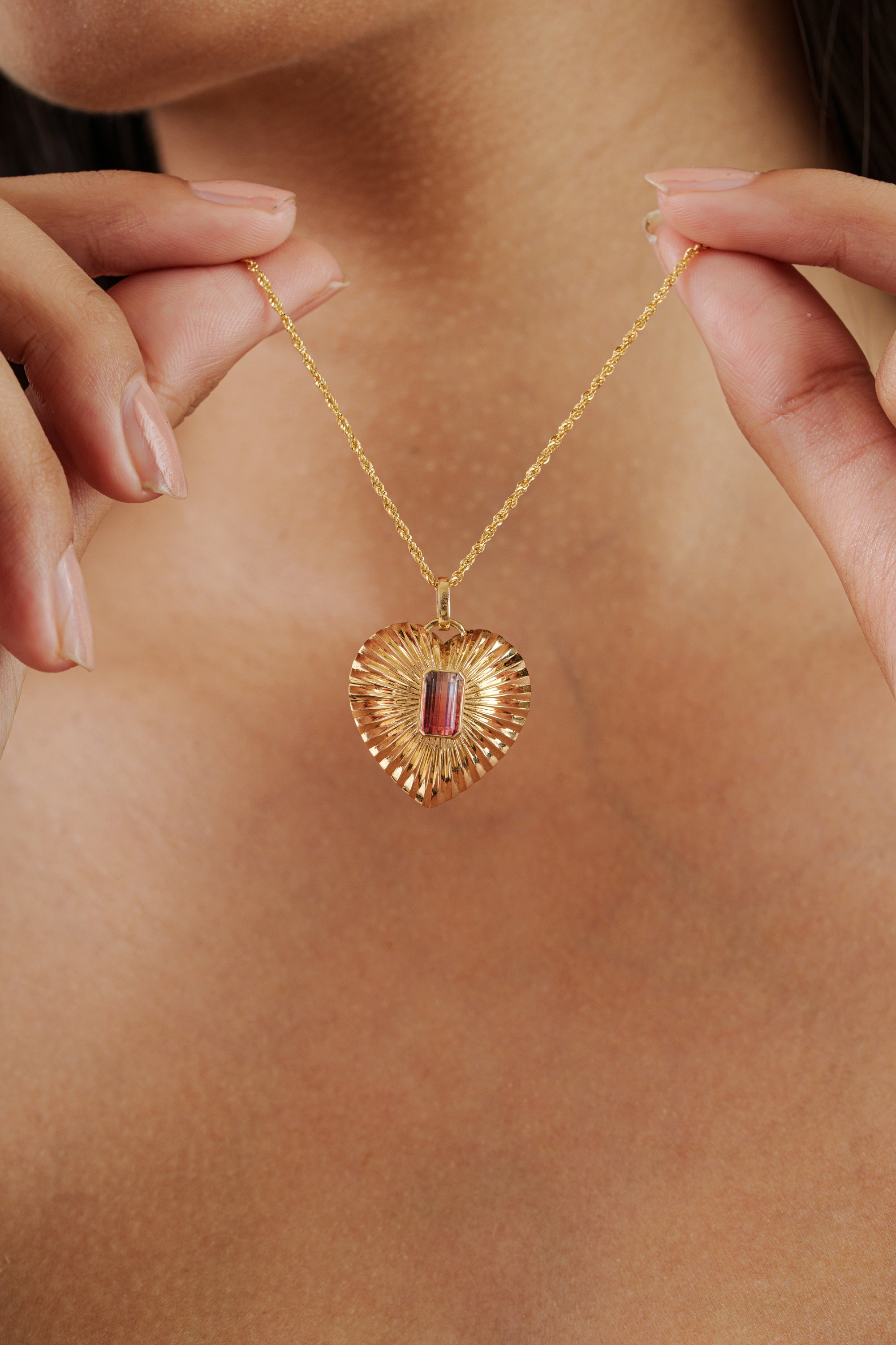 Watermelon Tourmaline Heart Pendant