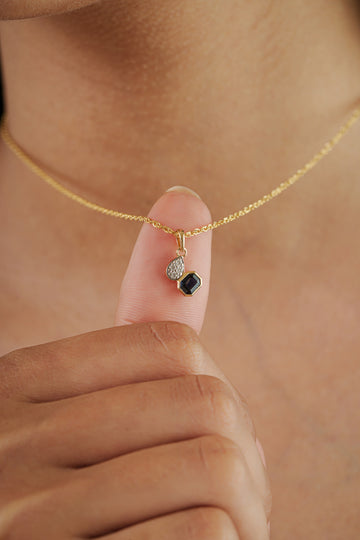 Blue Sapphire & Diamond Drop Pendant