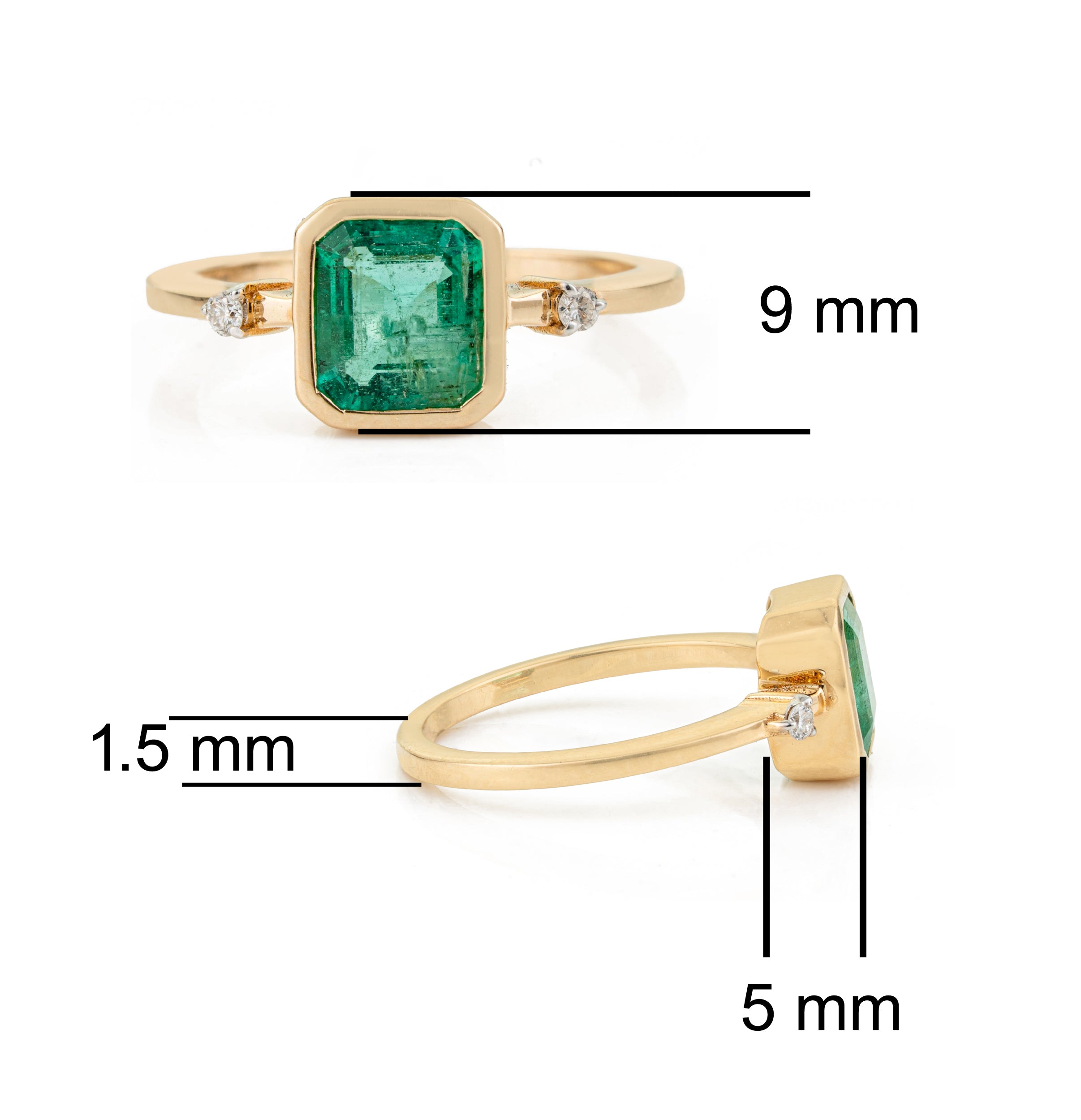 Natural Emerald Diamond Ring