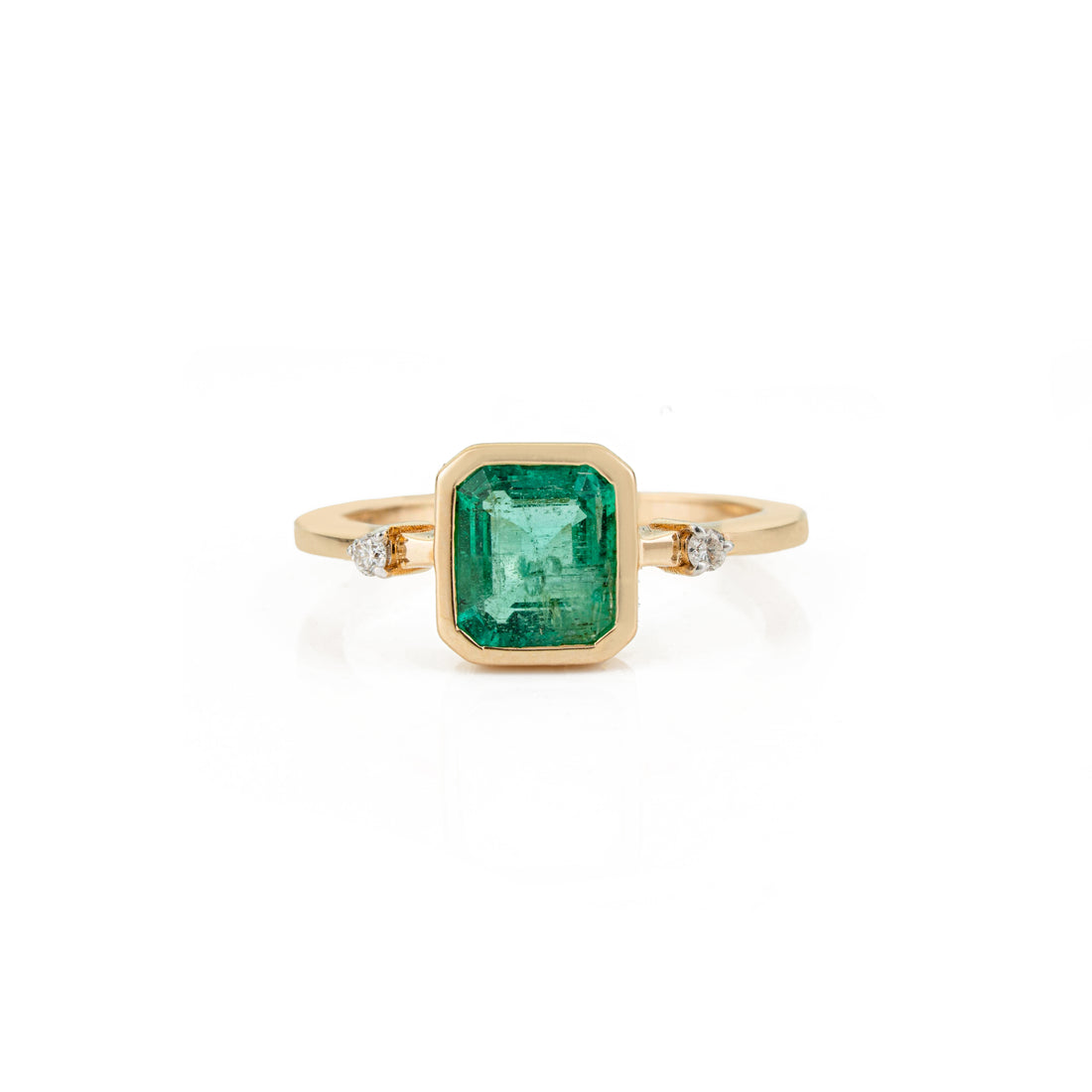 Natural Emerald Diamond Ring