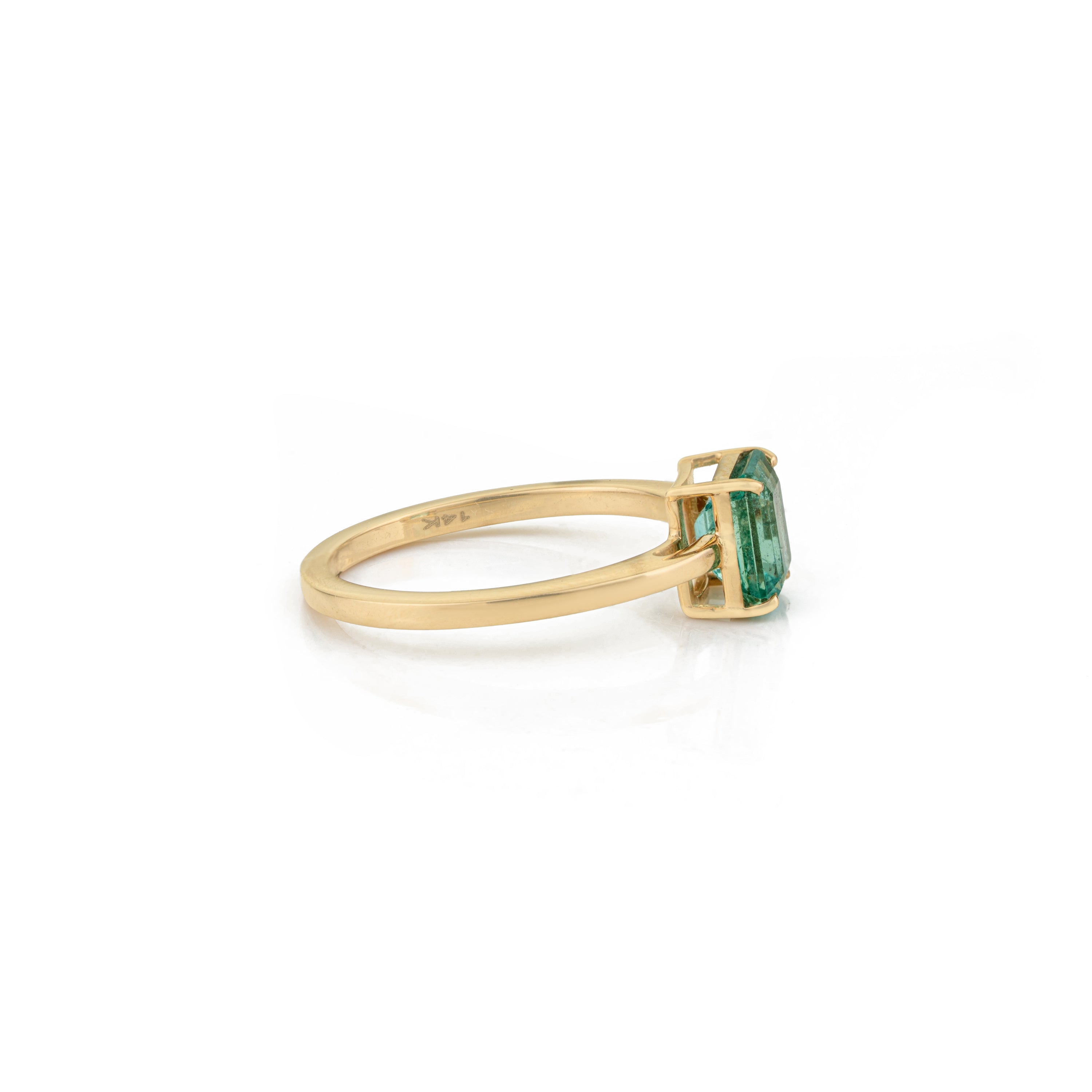 Square Emerald-Cut Emerald Ring