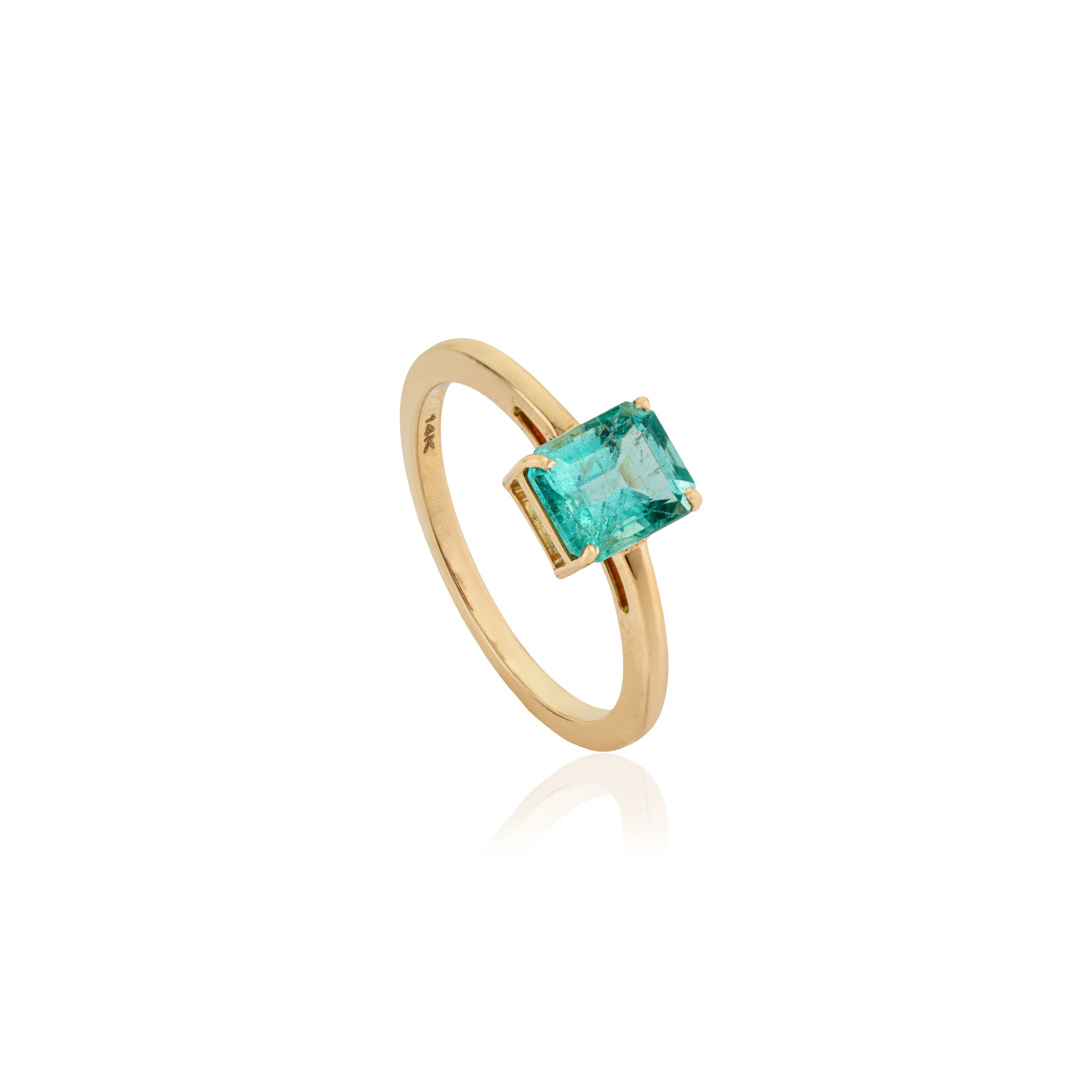 Square Emerald-Cut Emerald Ring