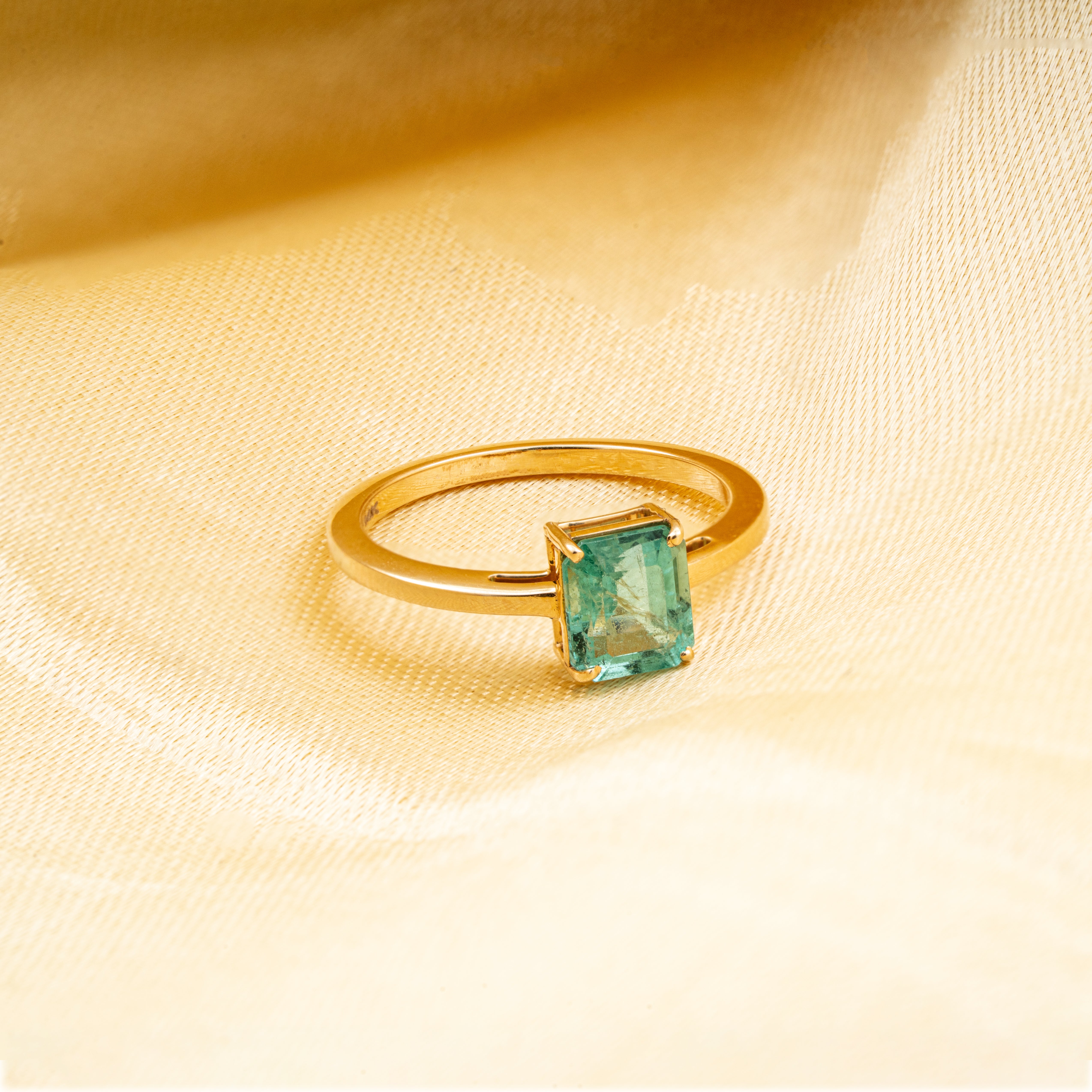 Square Emerald-Cut Emerald Ring