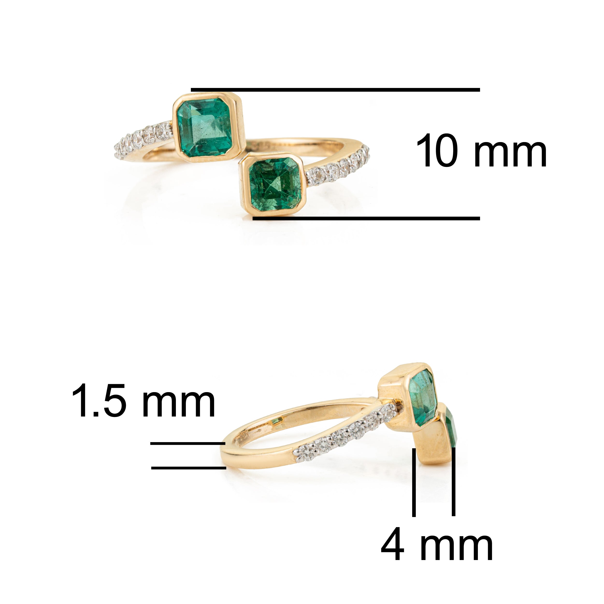 Emerald Diamond Open Ring