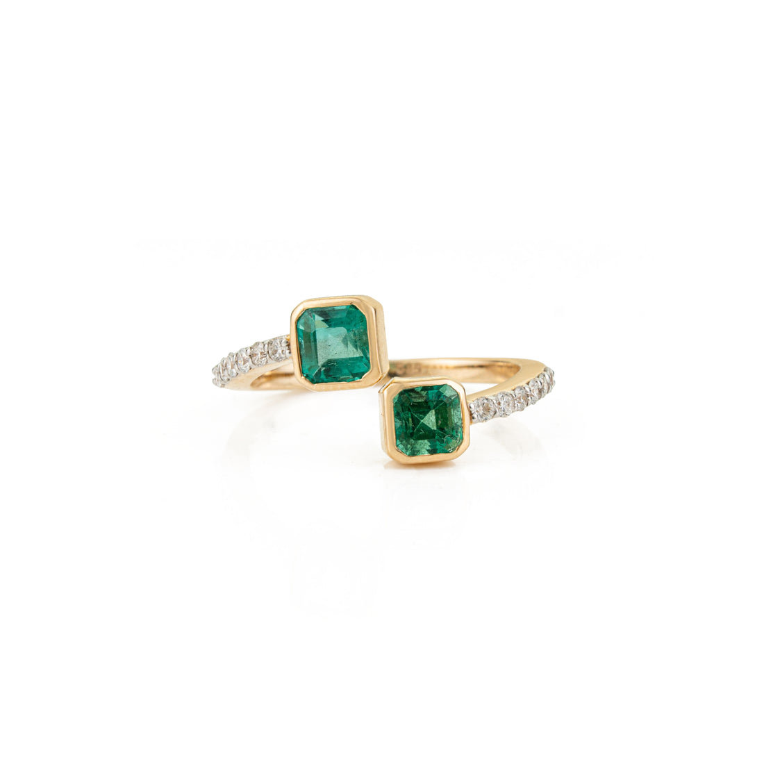Emerald Diamond Open Ring