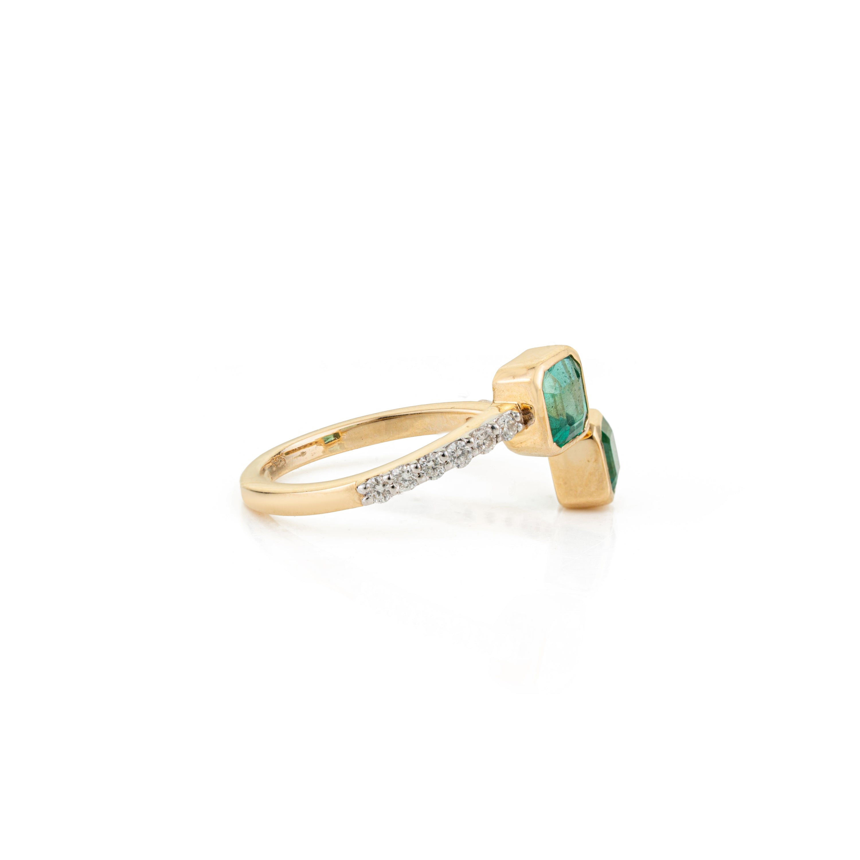 Emerald Diamond Open Ring