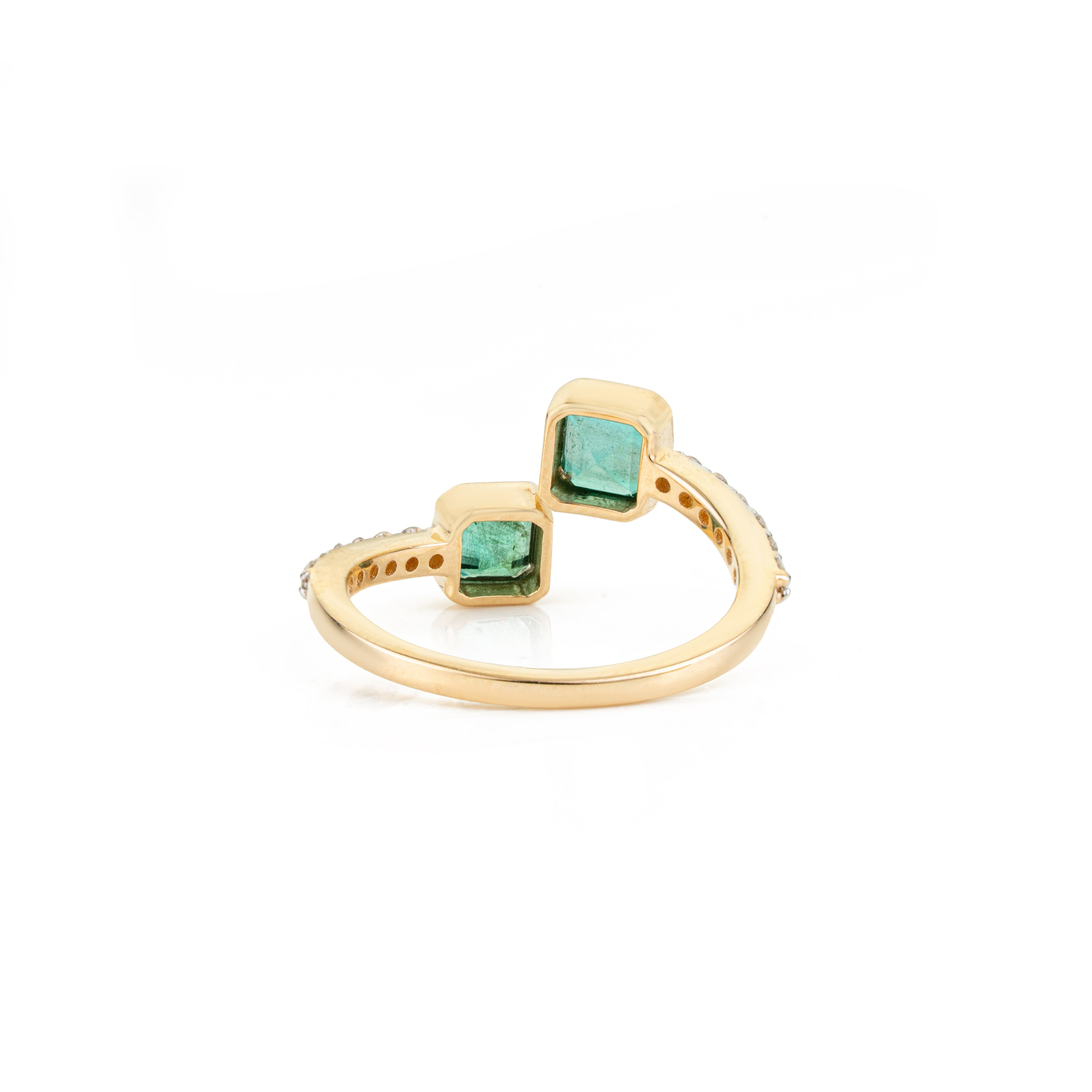 Emerald Diamond Open Ring