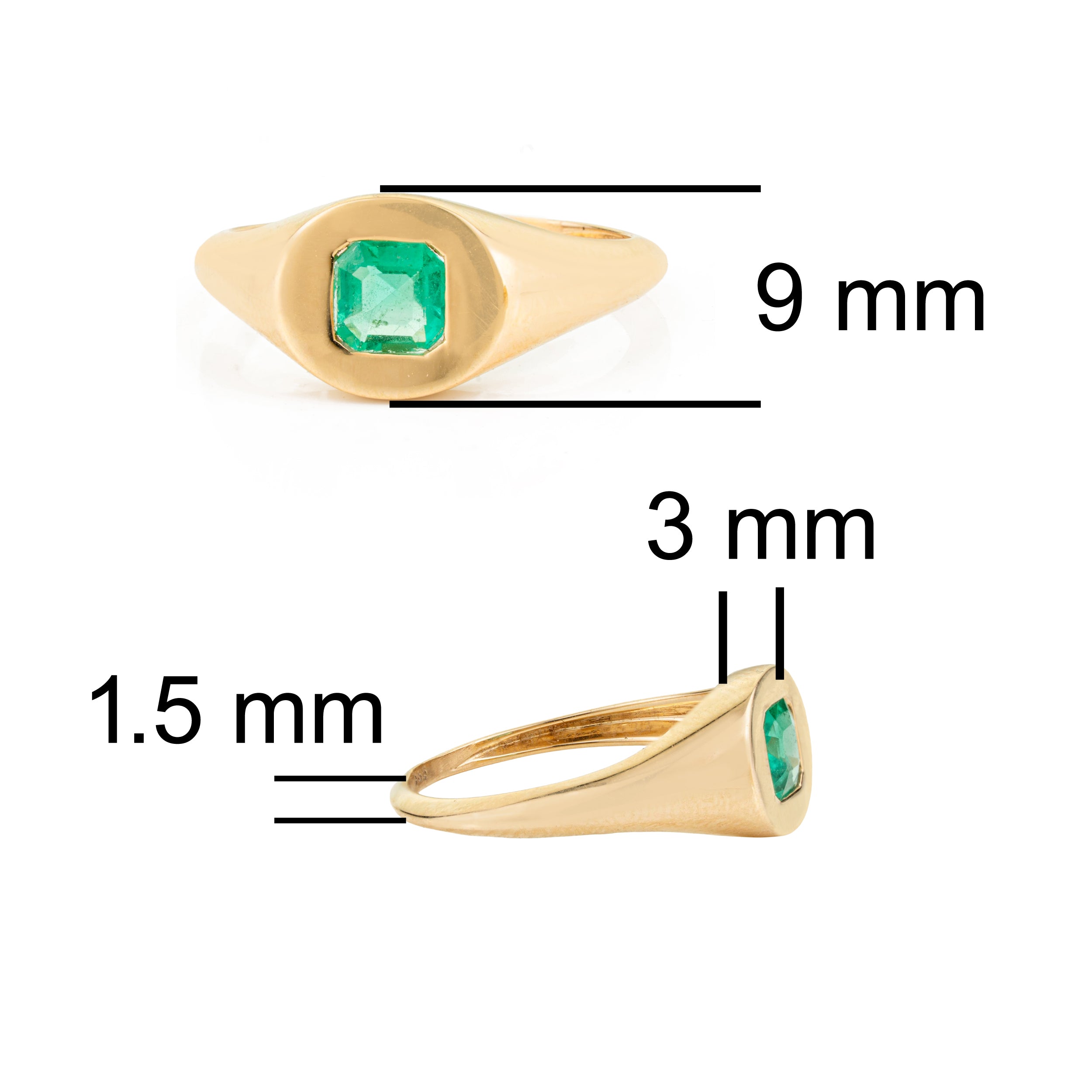 Natural Emerald Signet Ring