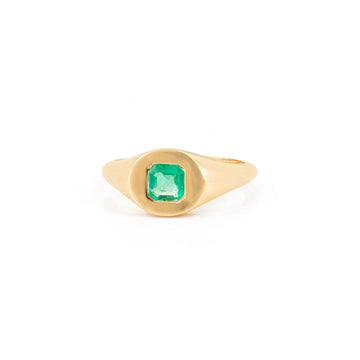 Natural Emerald Signet Ring
