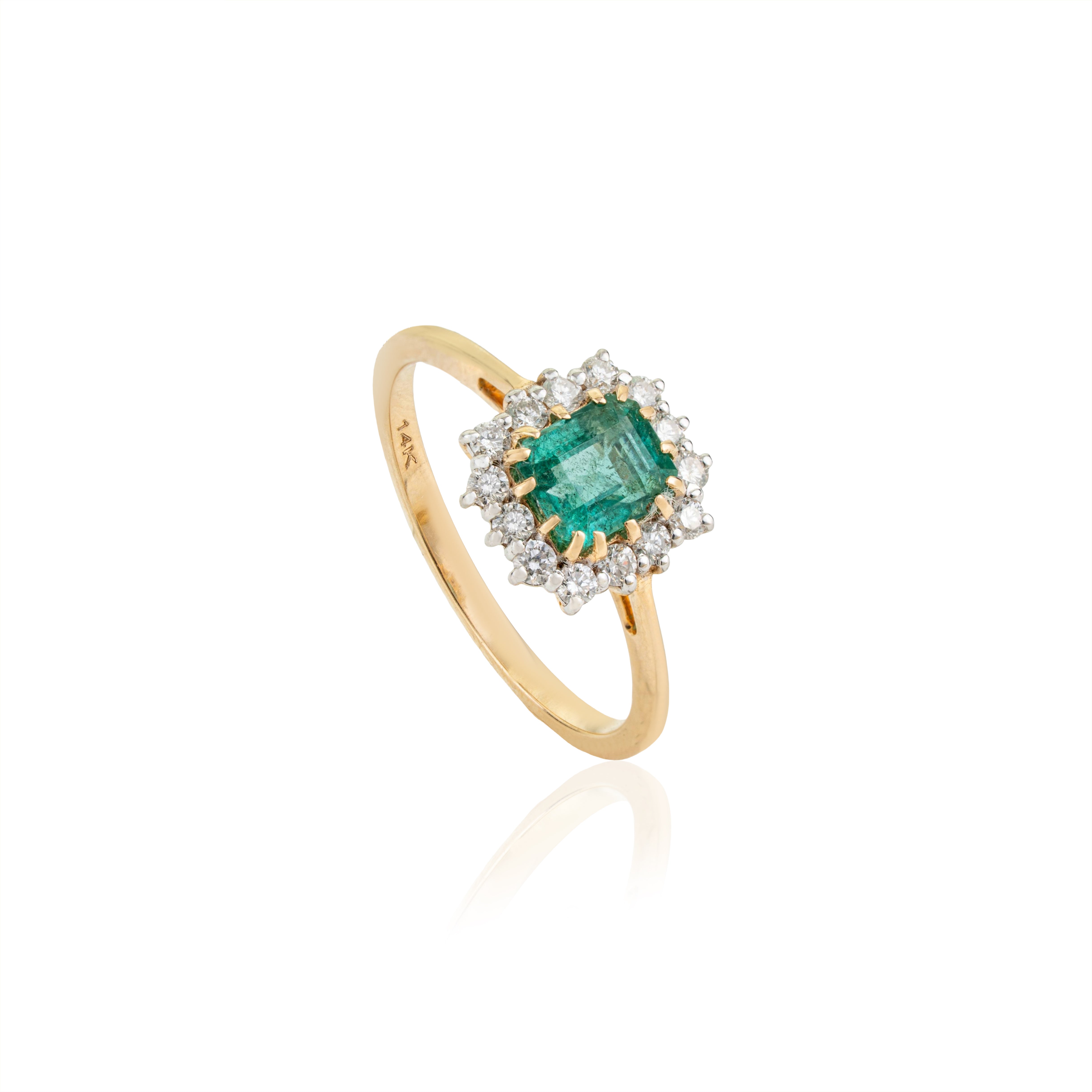 Octagon Emerald Diamond Ring