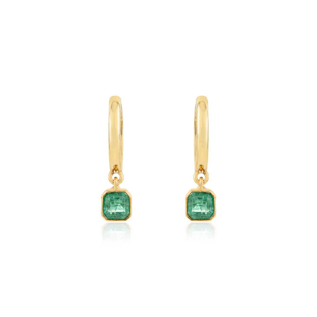 Emerald Drop Hoop Earring