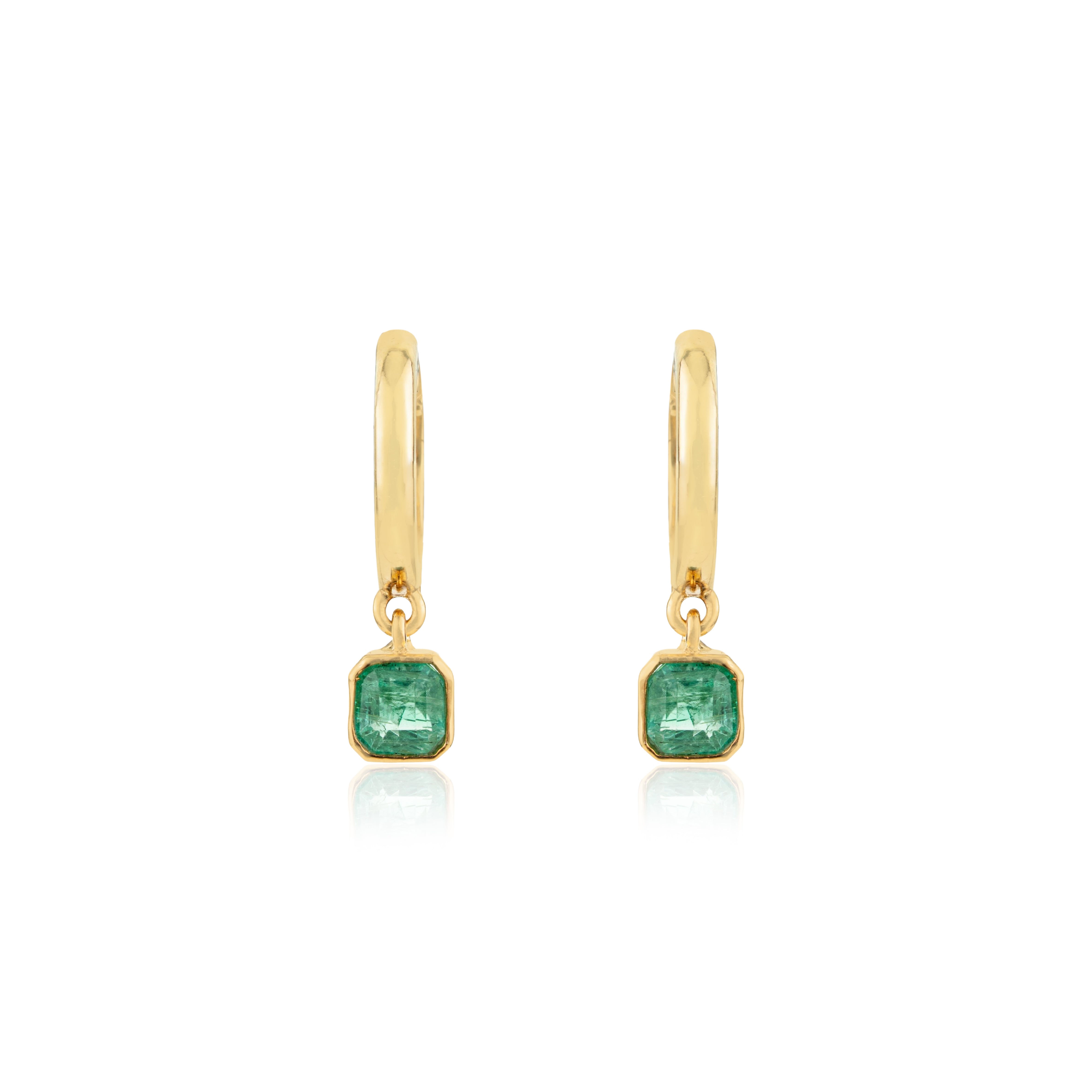 Emerald Drop Hoop Earring