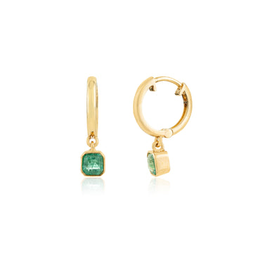 Emerald Drop Hoop Earring