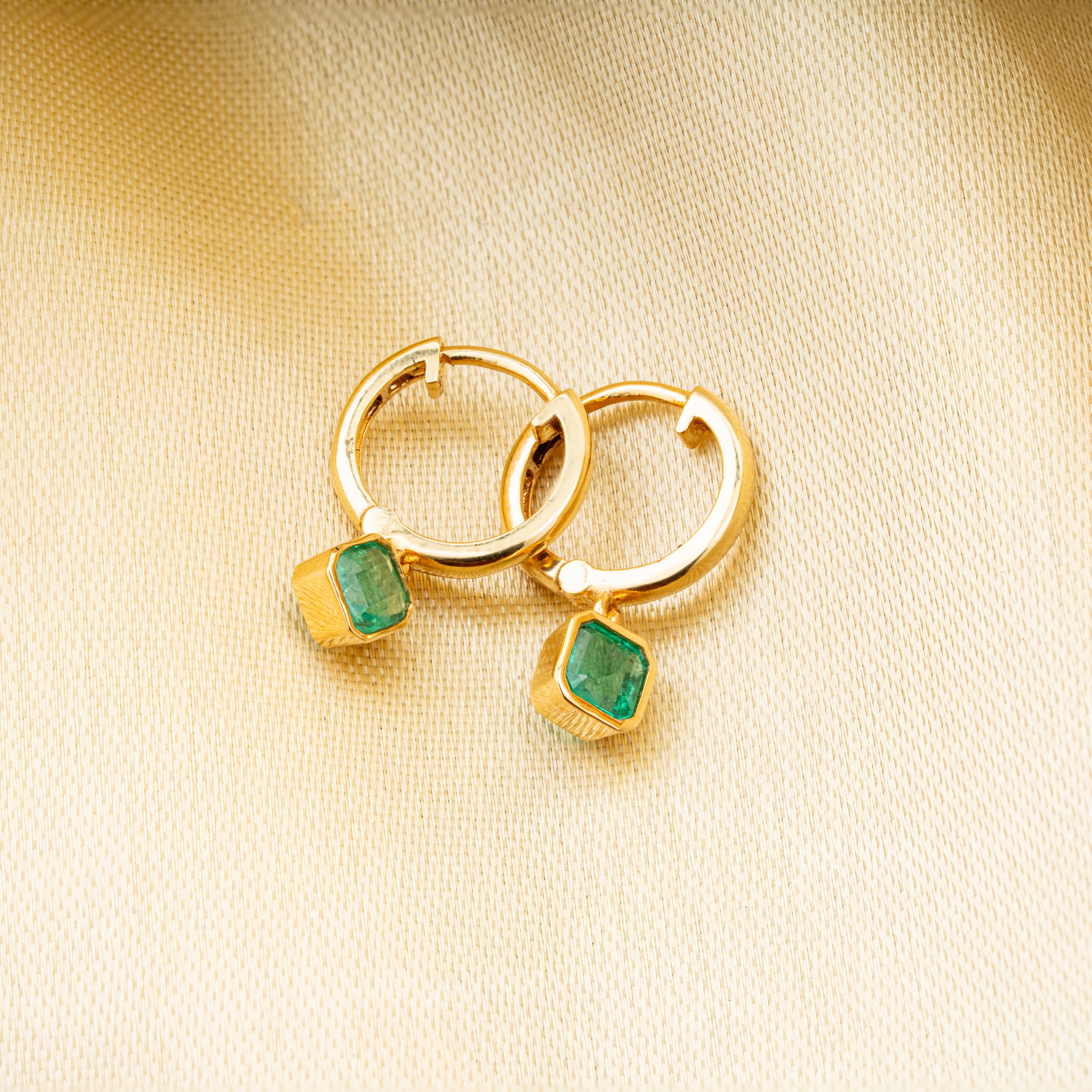 Emerald Drop Hoop Earring