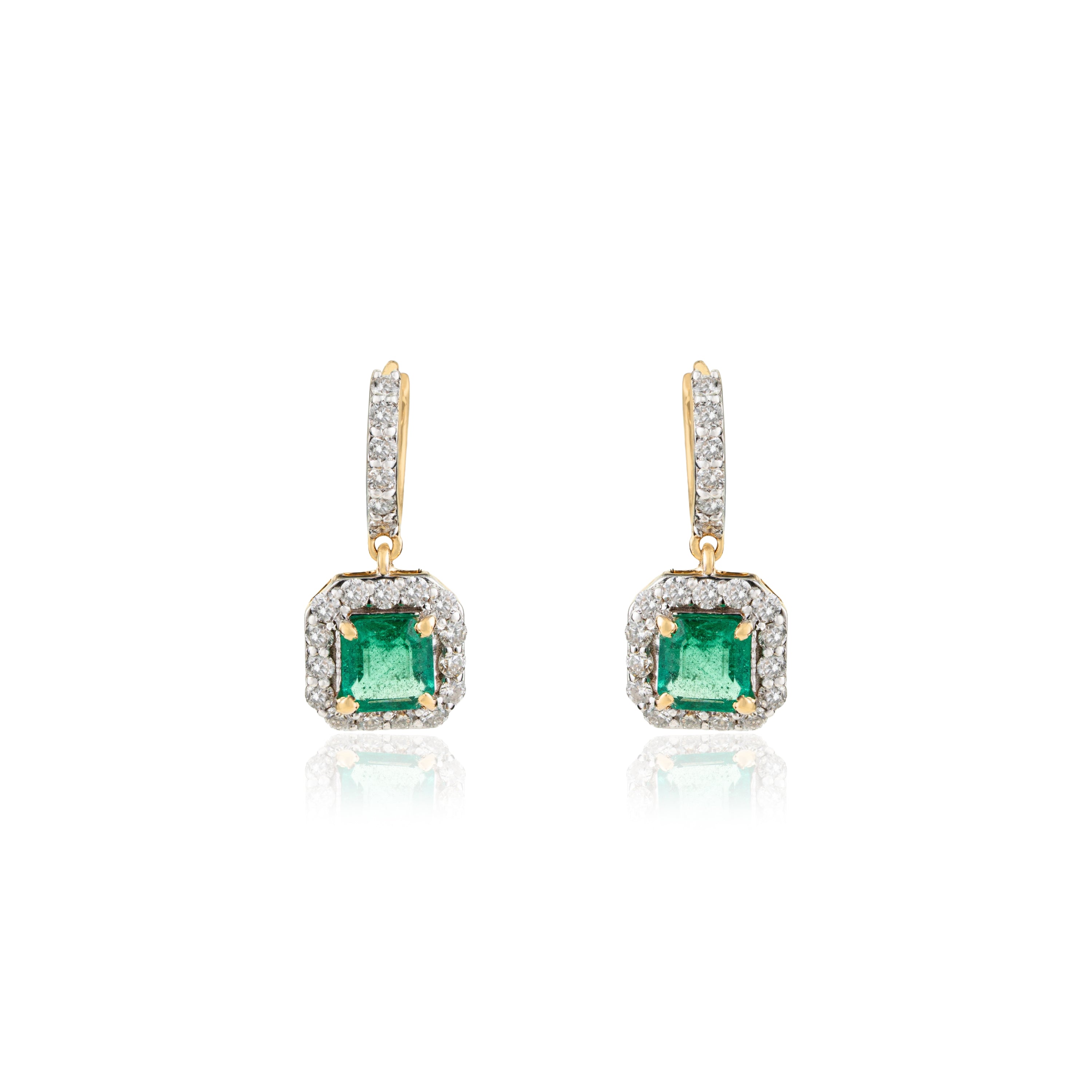 Emerald Diamond Huggie Earrings
