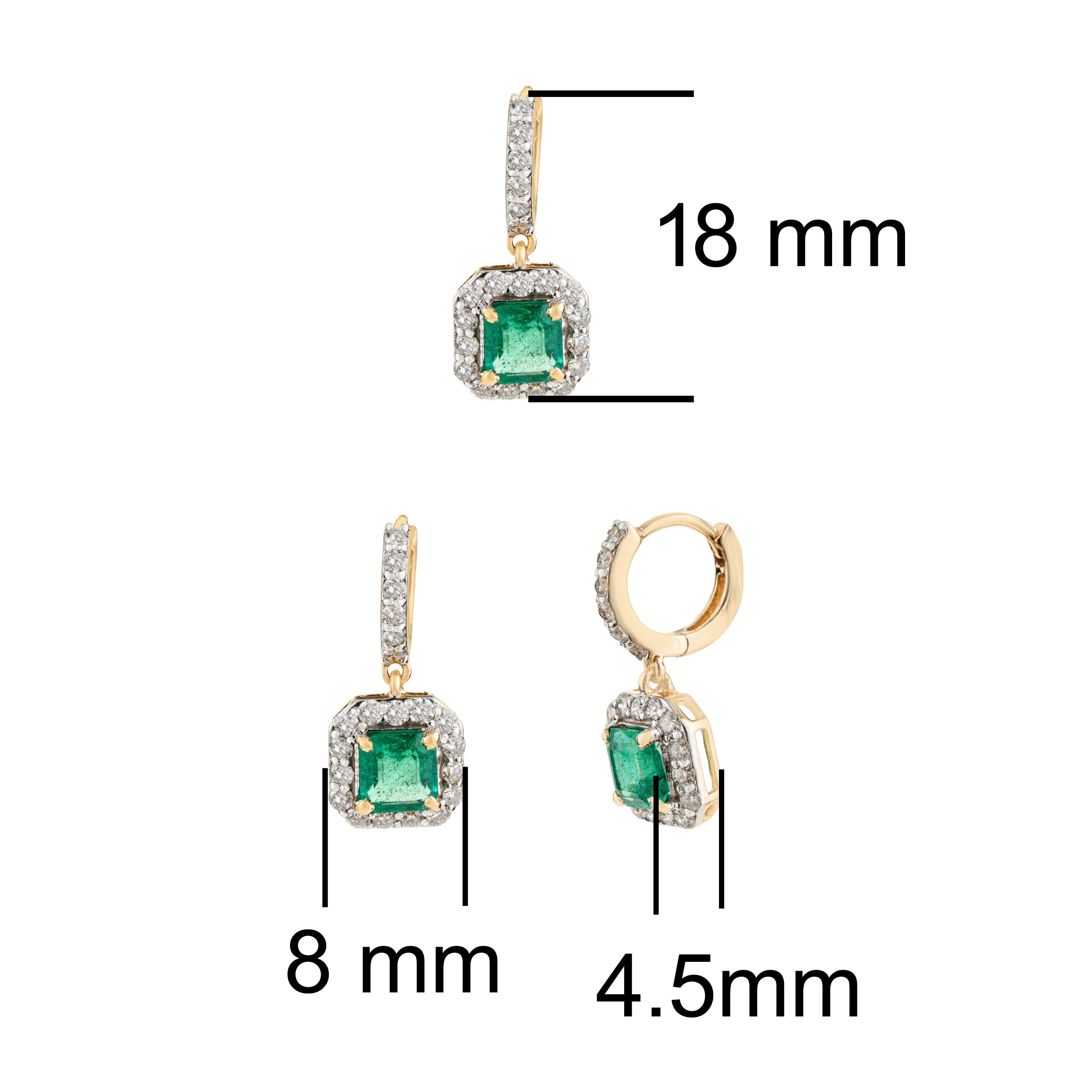Emerald Diamond Huggie Earrings