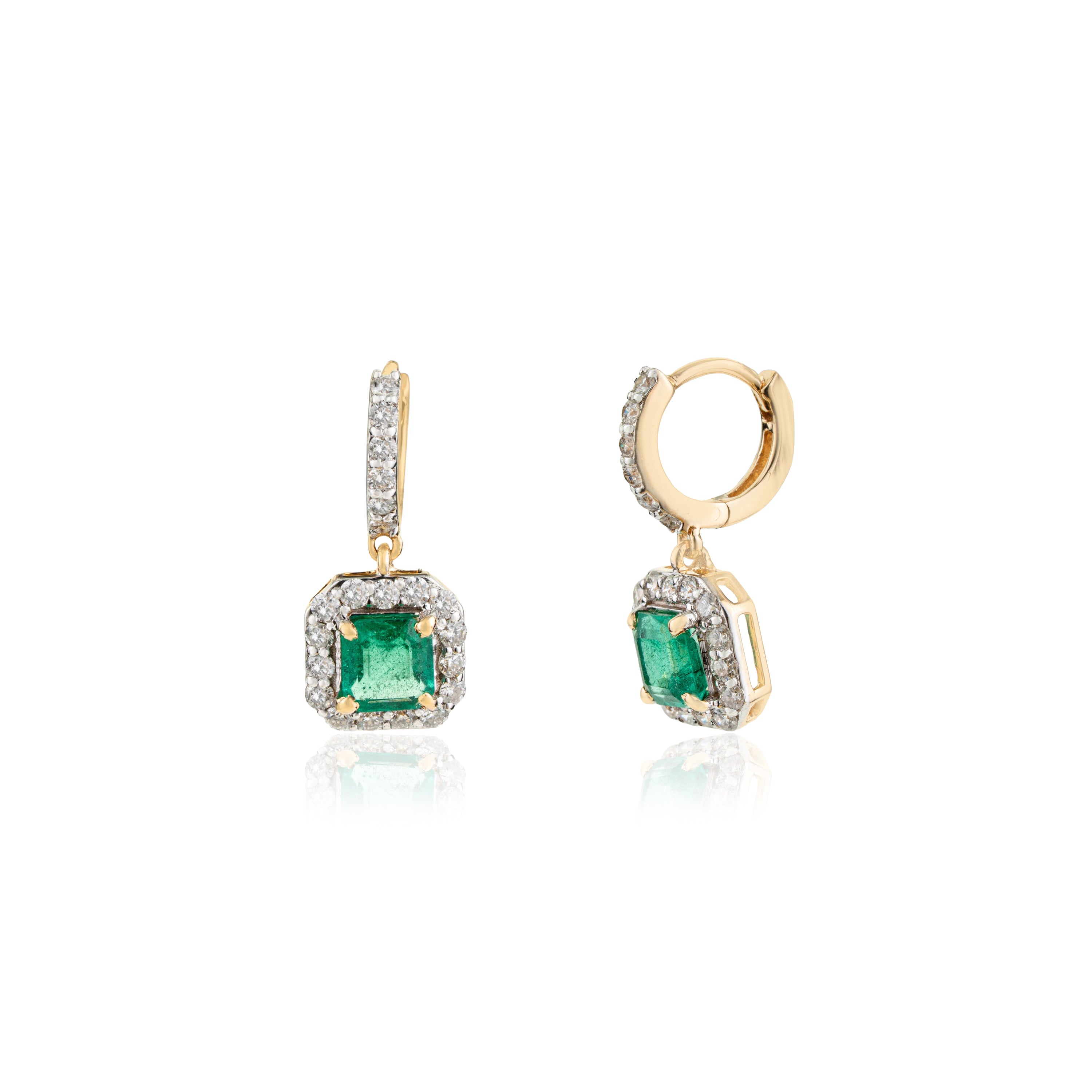 Emerald Diamond Huggie Earrings