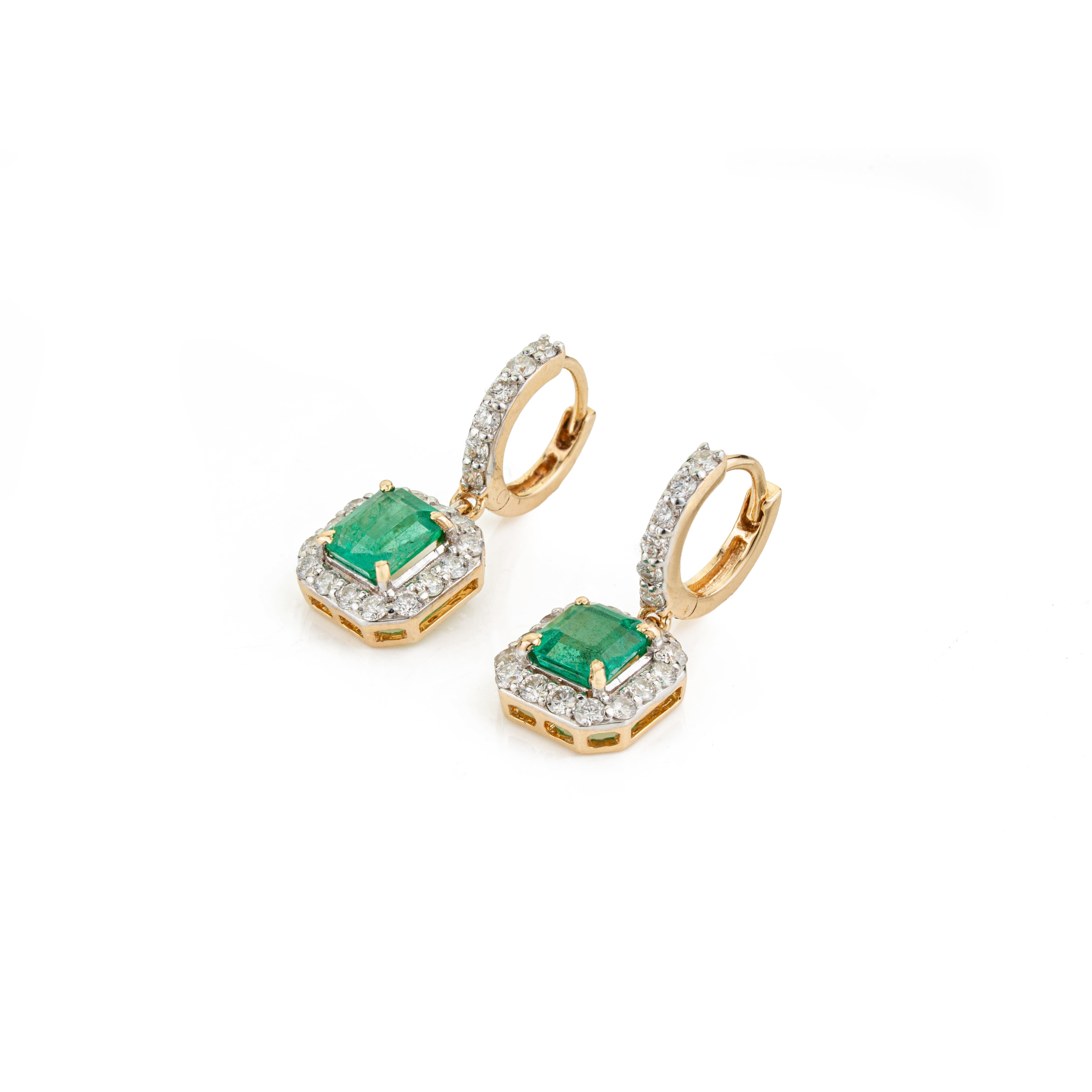 Emerald Diamond Huggie Earrings