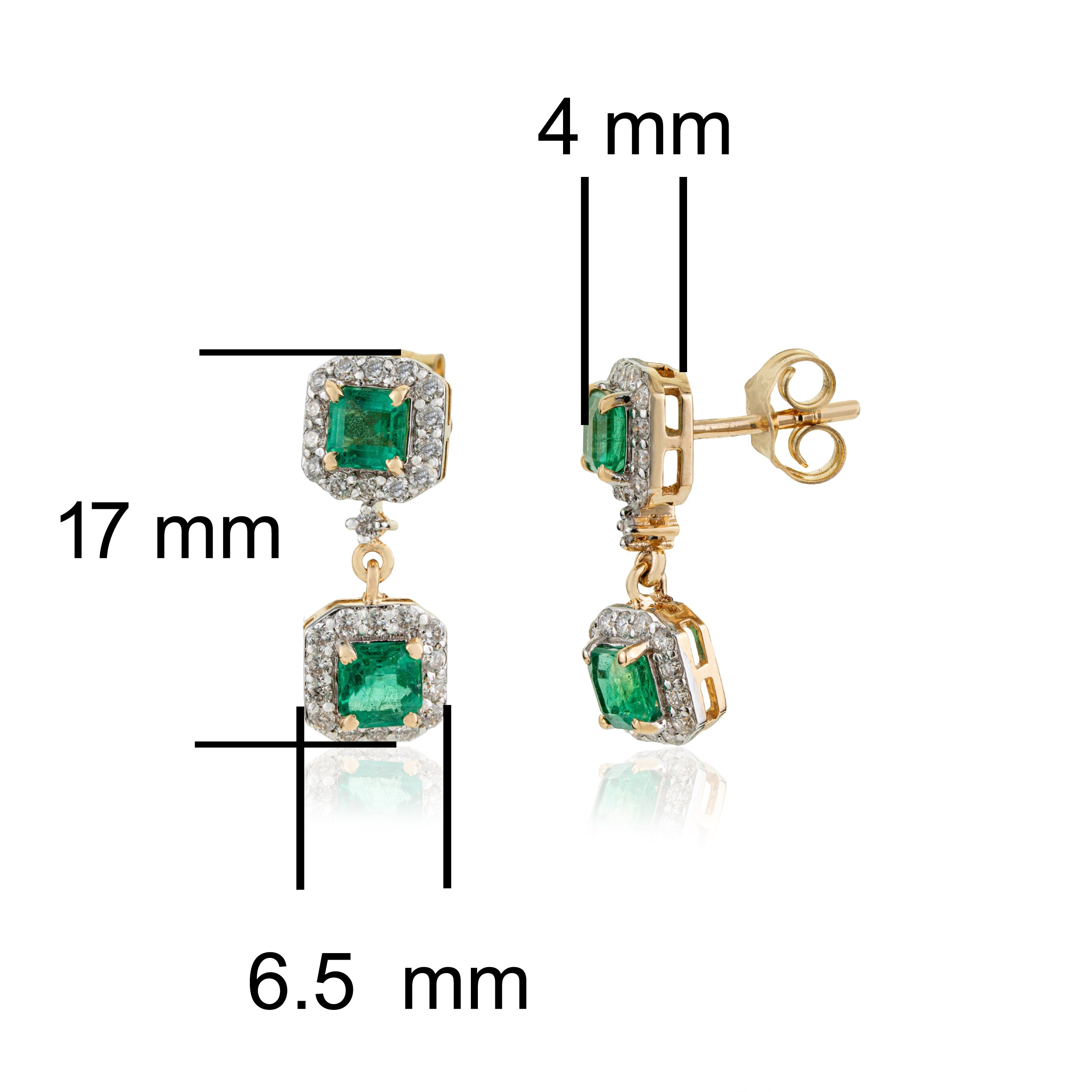 Emerald & Diamond Halo Drop Earrings