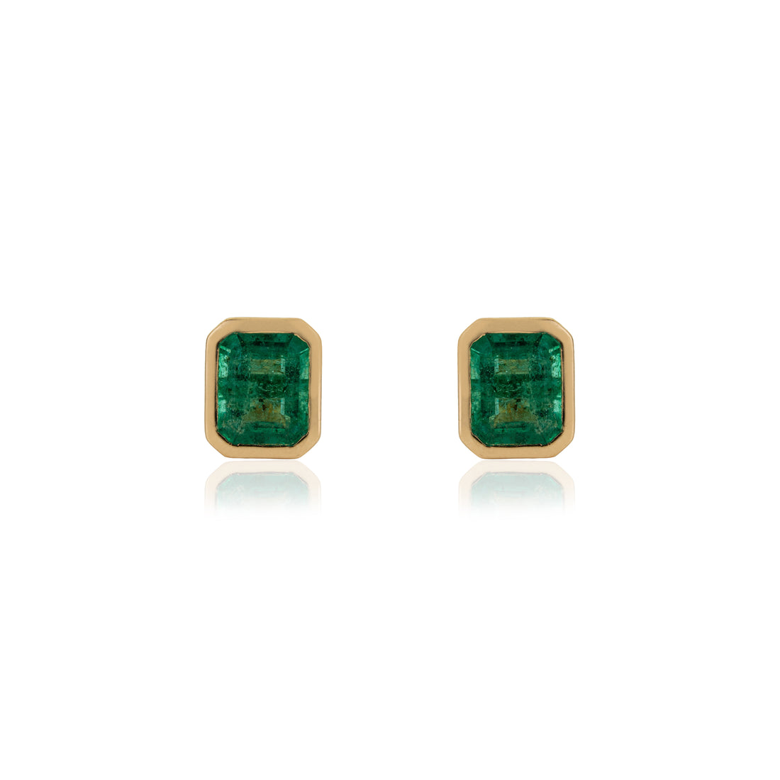 Emerald Bezel Set Stud Earring