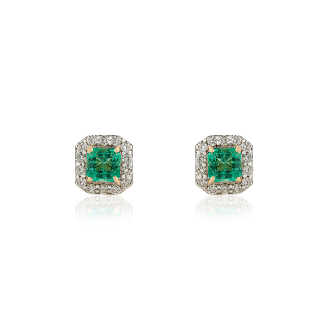 Natural Emerald Diamond Stud Earring