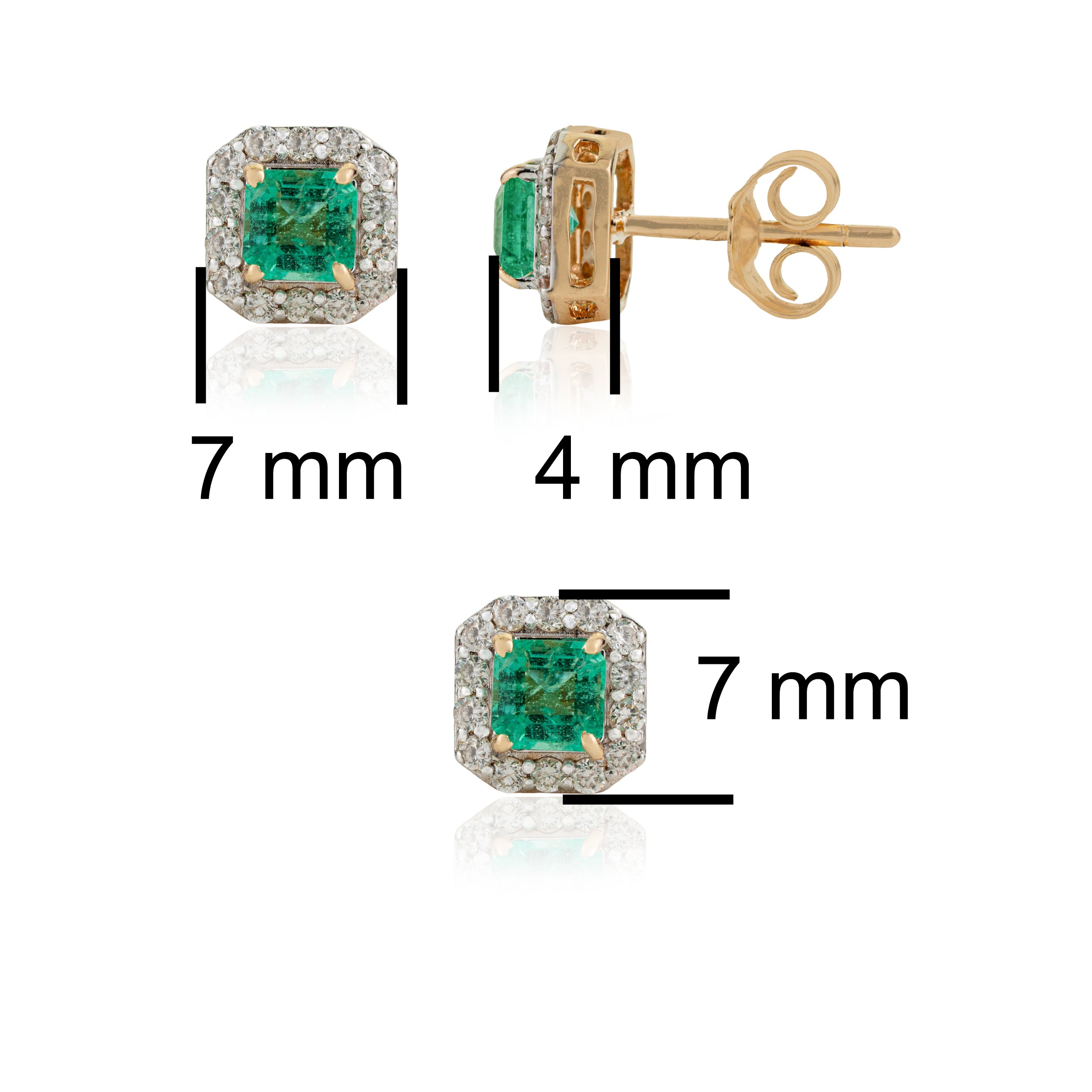 Natural Emerald Diamond Stud Earring