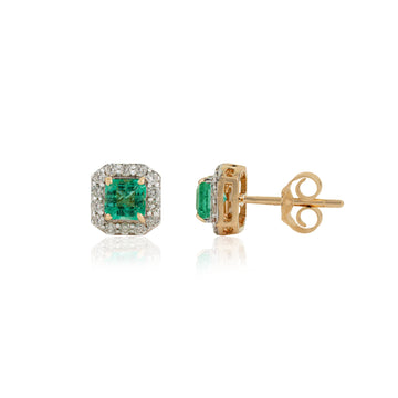 Natural Emerald Diamond Stud Earring