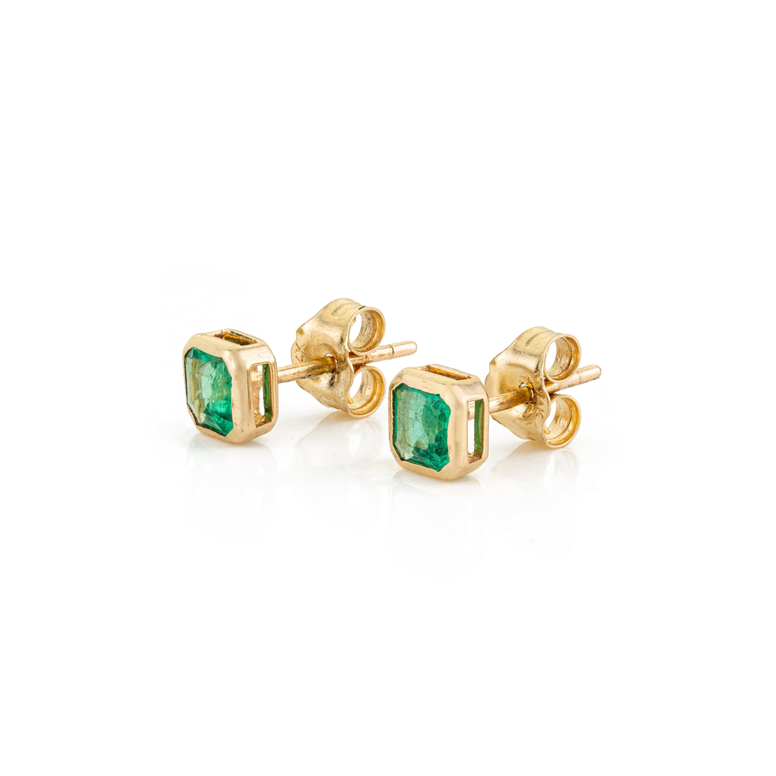Natural Emerald Stud Earring